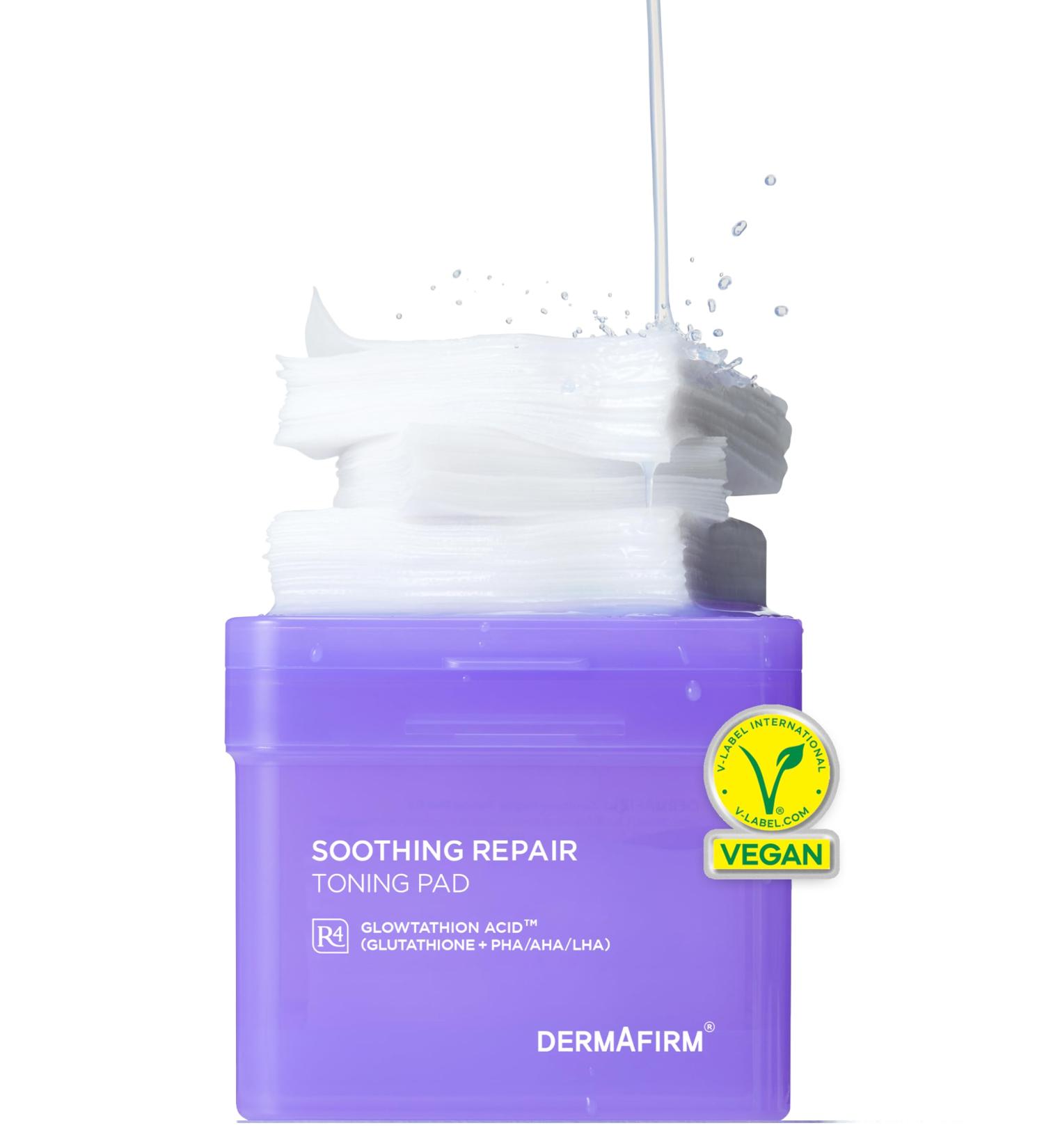 DERMAFIRM Soothing Repair Toning Pad - Korean Skin Care Toner Pads for Face w/Glutathione + PHA AHA LHA - Vegan & Moisturizing Face Exfoliating - Salicylic Acid Facial Pads 70EA - Buy Online on GoSupps.com
