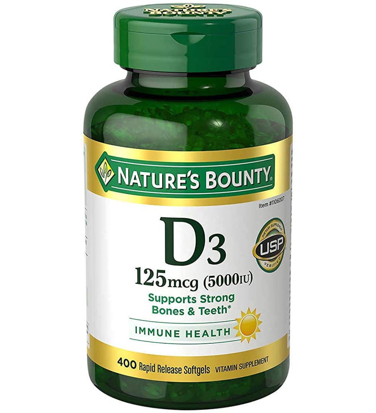 Nature's Bounty Immune Health Vitamin D3 5000 IU 400 Softgels - Buy Online on GoSupps.com