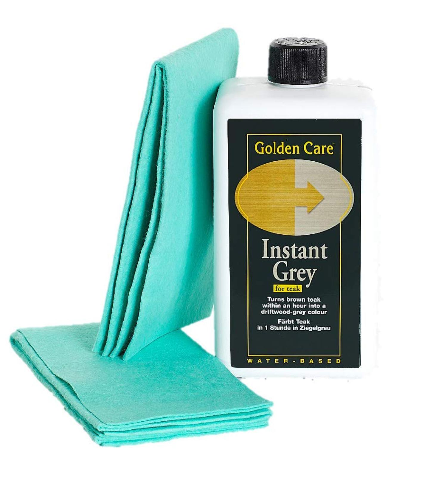 GOLDEN CARE Teak Instant Grey + 2 applicator cloths Wood protection and wood care for garden furniture