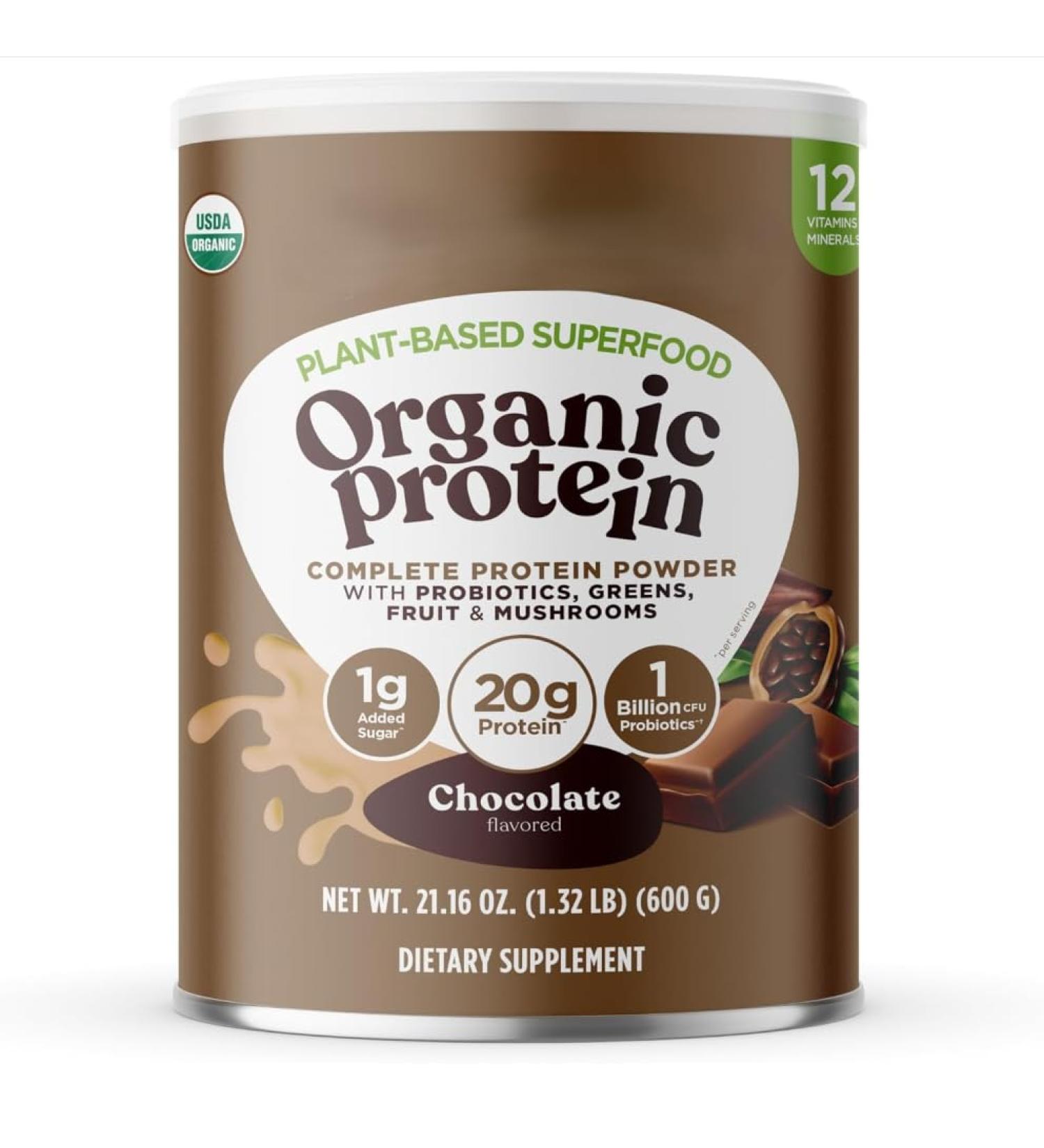 Organic Vegan Protein Powder - Creamy Cocoa Protein Vegetable with Choclate Flavored Lion's Mane 600g - Buy Online on GoSupps.com