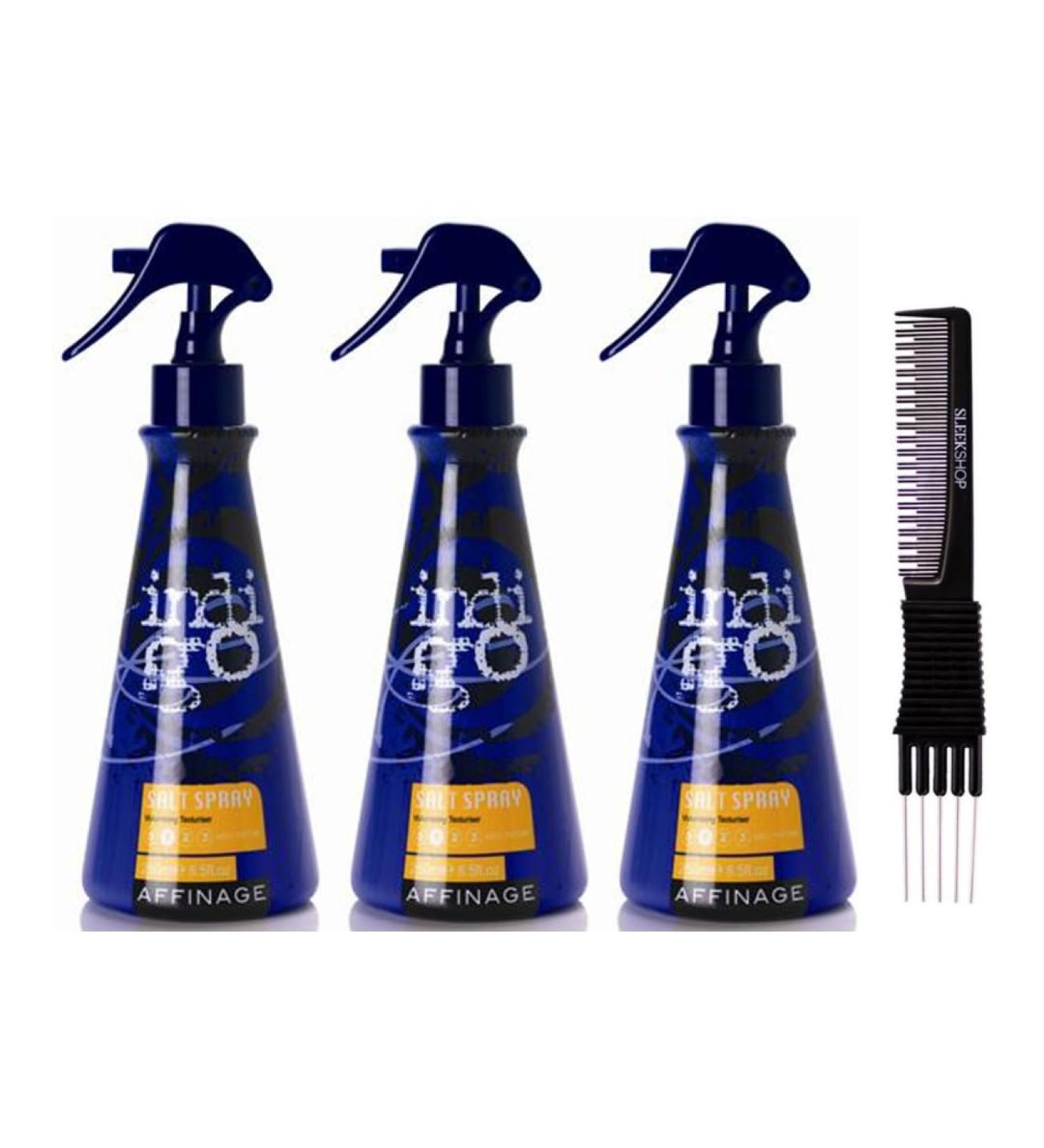 yper Affinage Indigo Salt Spray Volumising Texturizer (8.5 oz) with Teasing Comb Pack 3