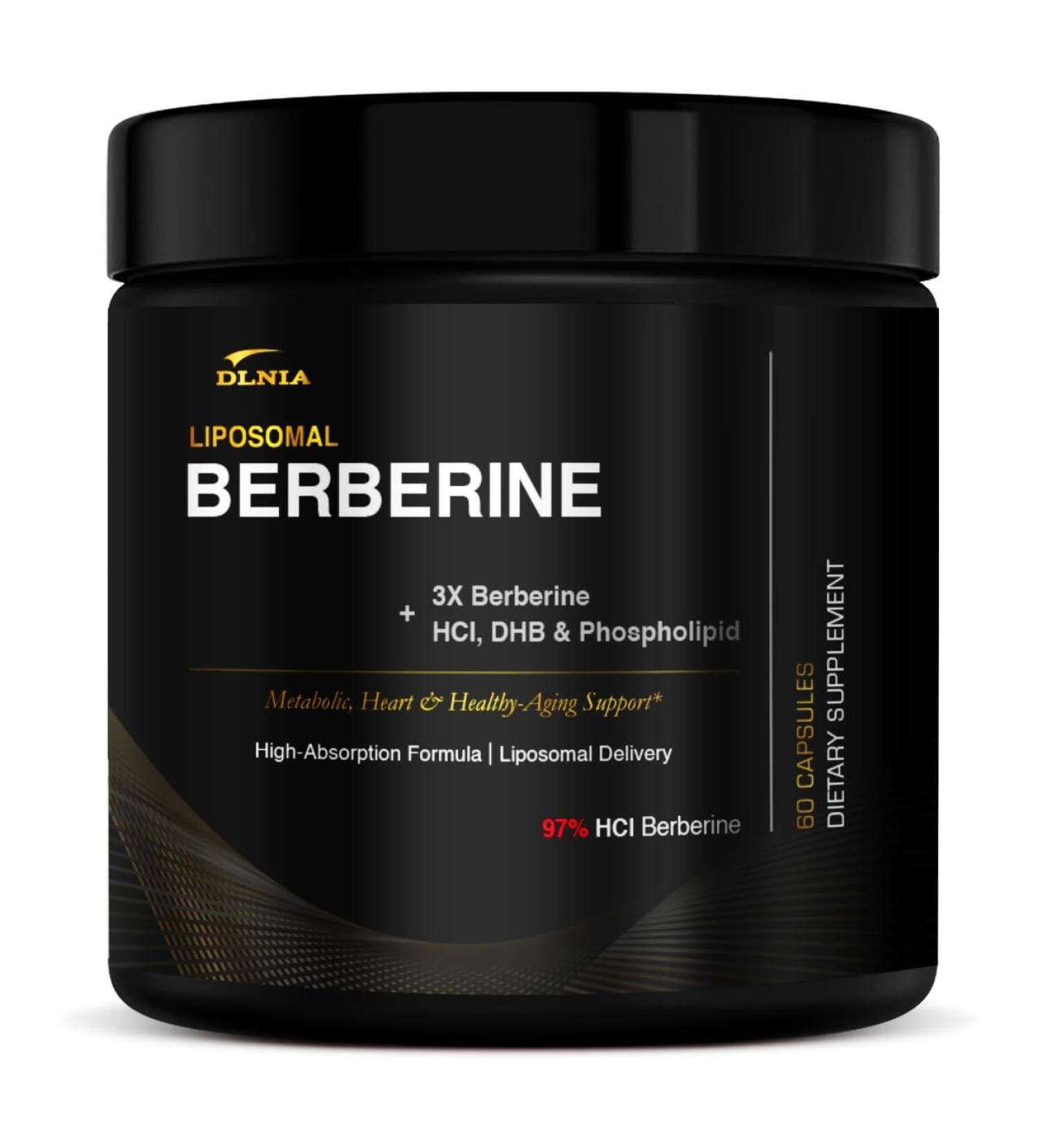 DLNIA Liposomal Berberine Supplement 3X Strength Berberine Matrix with DHB Phospholipids CoQ10 ALA Vitamin D3 Chromium Cinnamon Advanced GLP-1 & Metabolic Support 60 Count - Buy Online on GoSupps.com