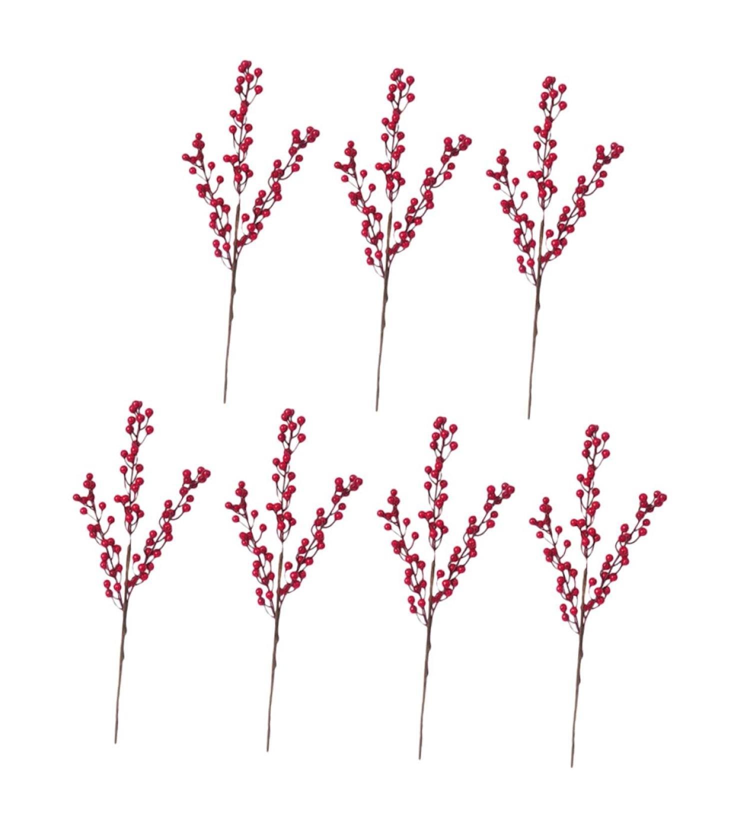 Zerodeko 7pcs Fake Red Berries Decorative Plants Plant Photography Props Flower Arrangements Home Plants Office Decoration Decor for Office Foam Fruit Plants Acacia Beans Long Branch - Buy Online on GoSupps.com