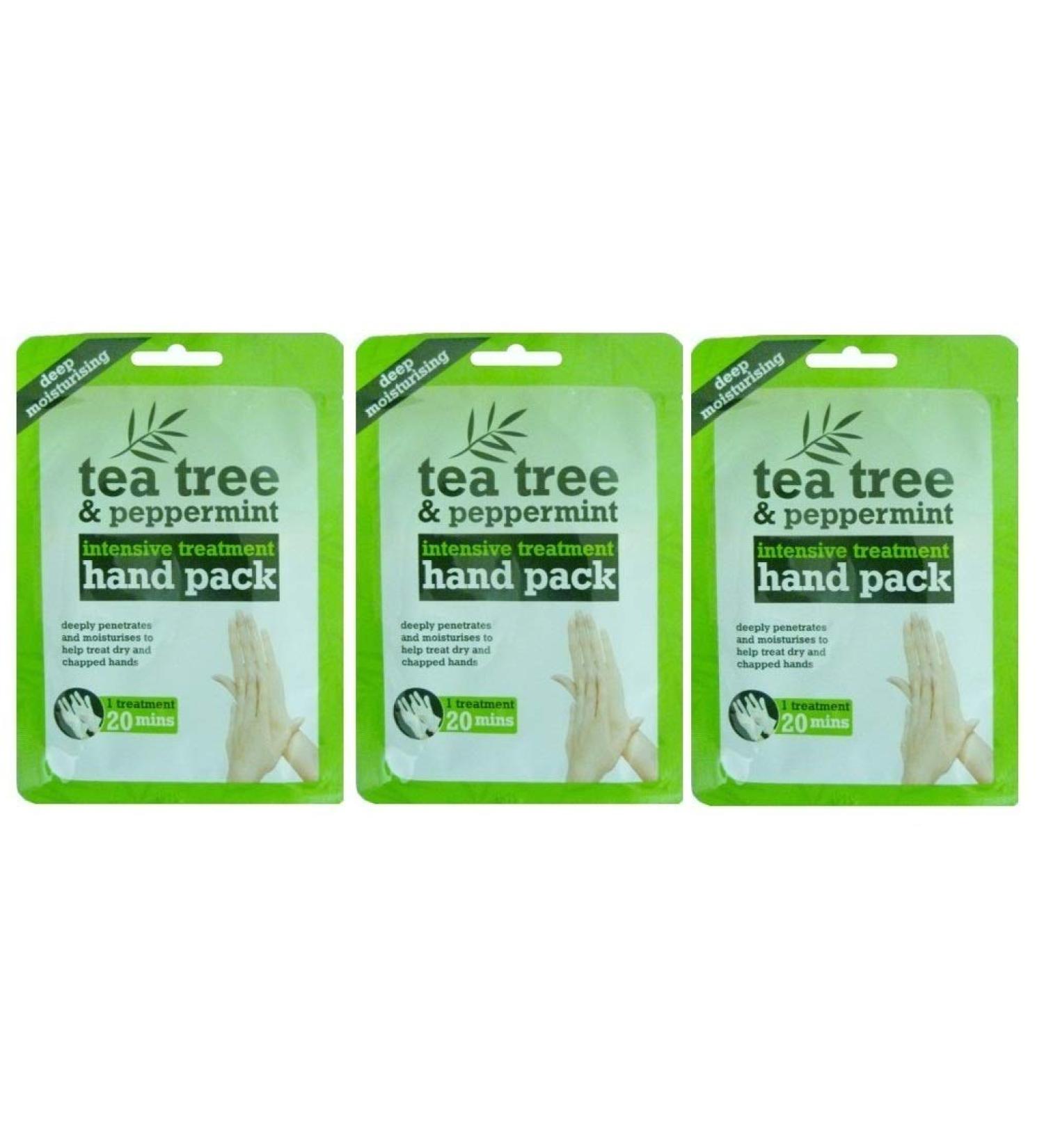 Tea Tree Tea Tree 3 Pack Peppermint Moisturising Bags for Repairing Dry and Chopped Hands