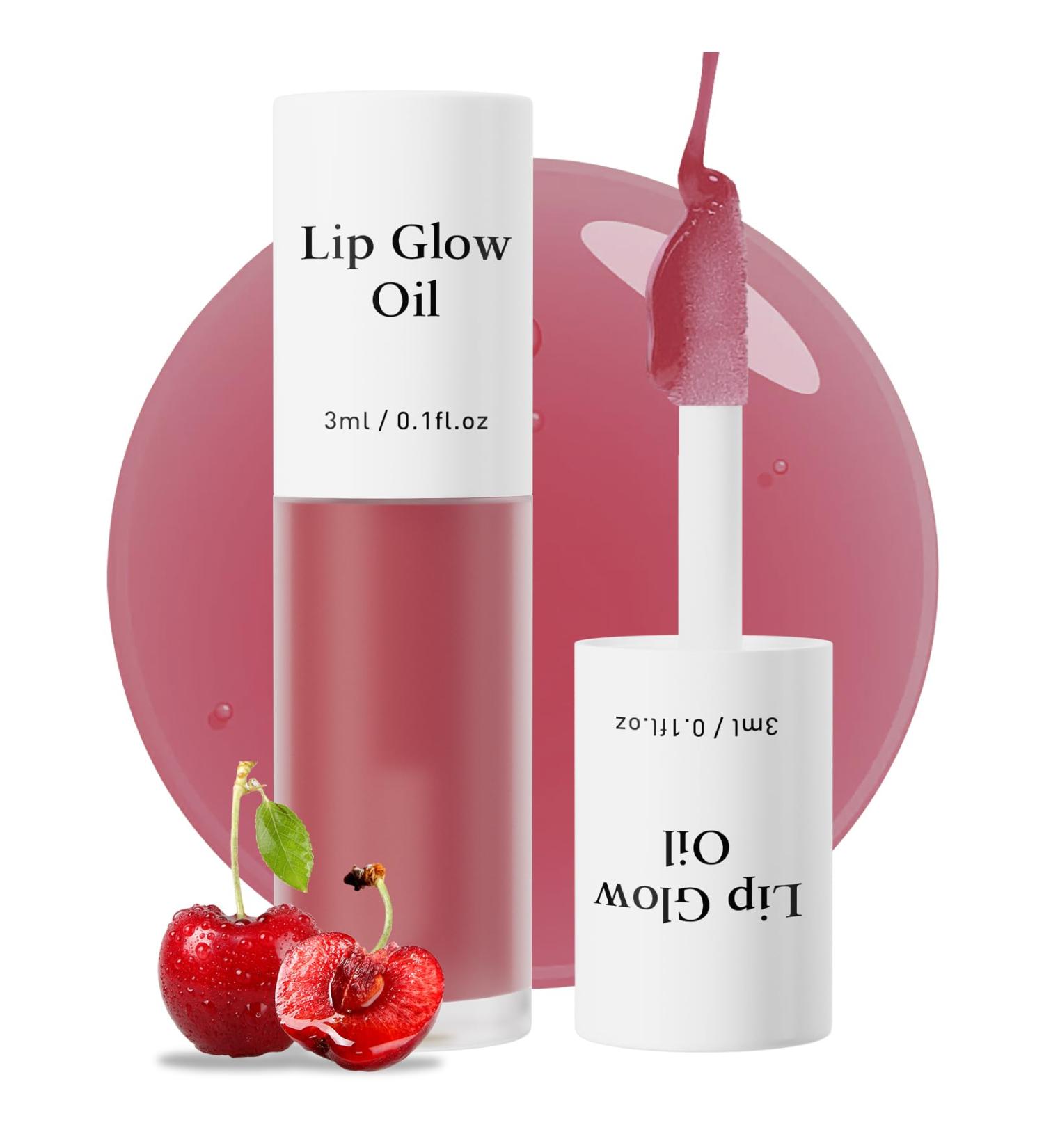 Hydrating Lip Glow Oil - Moisturizing Lip Plumper Gloss for Dry Lips | Cherry Lip Care - Buy Online on GoSupps.com