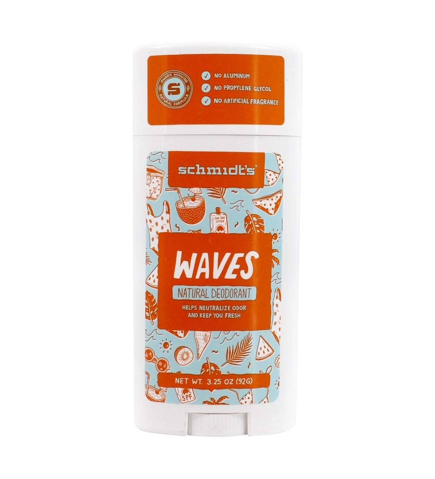 Buy Schmidt's Natural Deodorant Waves 3.25 oz - Aluminum-Free & Eco-Friendly - Buy Online on GoSupps.com
