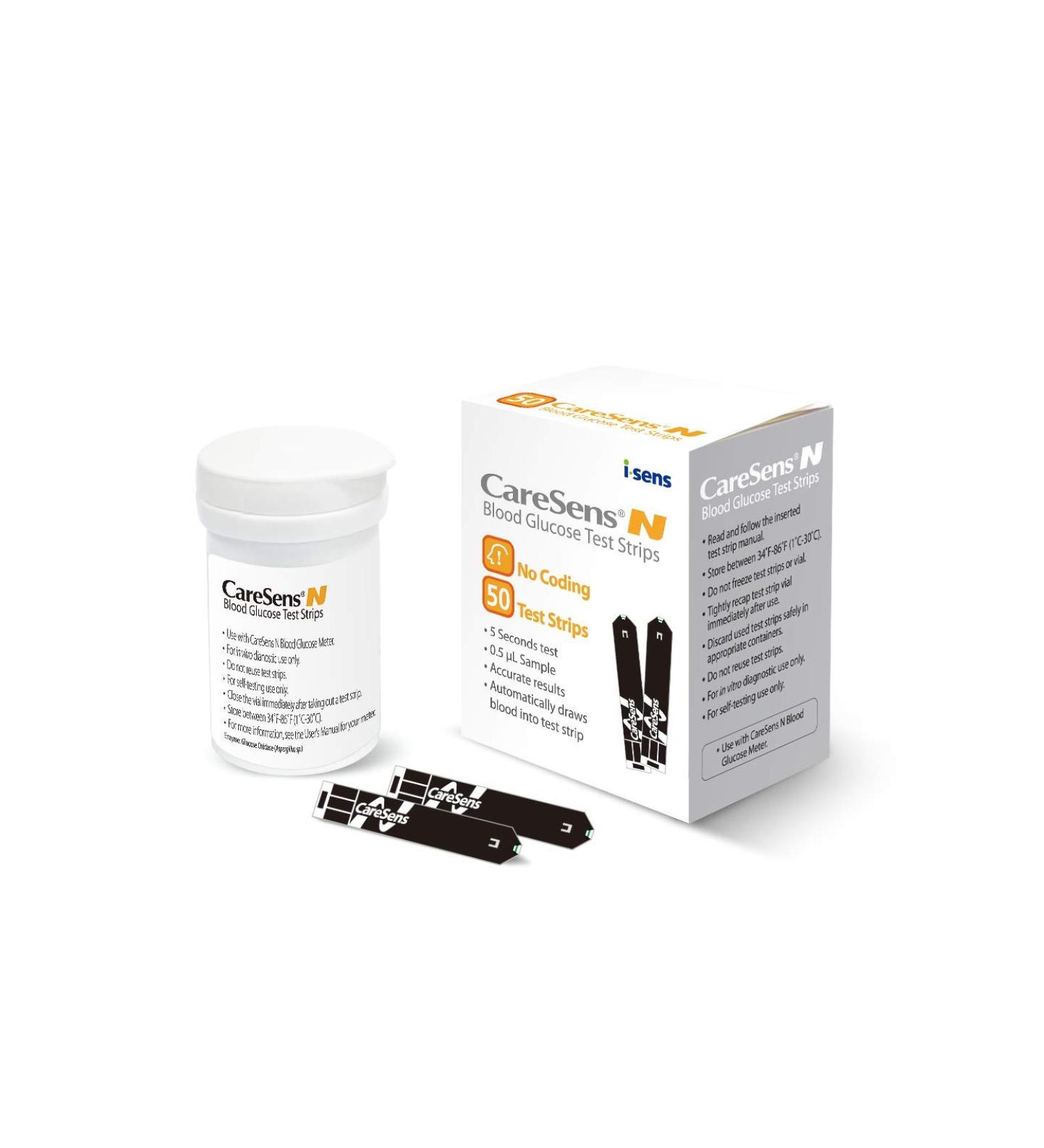 CareSens N Blood Glucose Test Strips (50 ct) for CareSens N Family Meter Kits - Buy Online on GoSupps.com