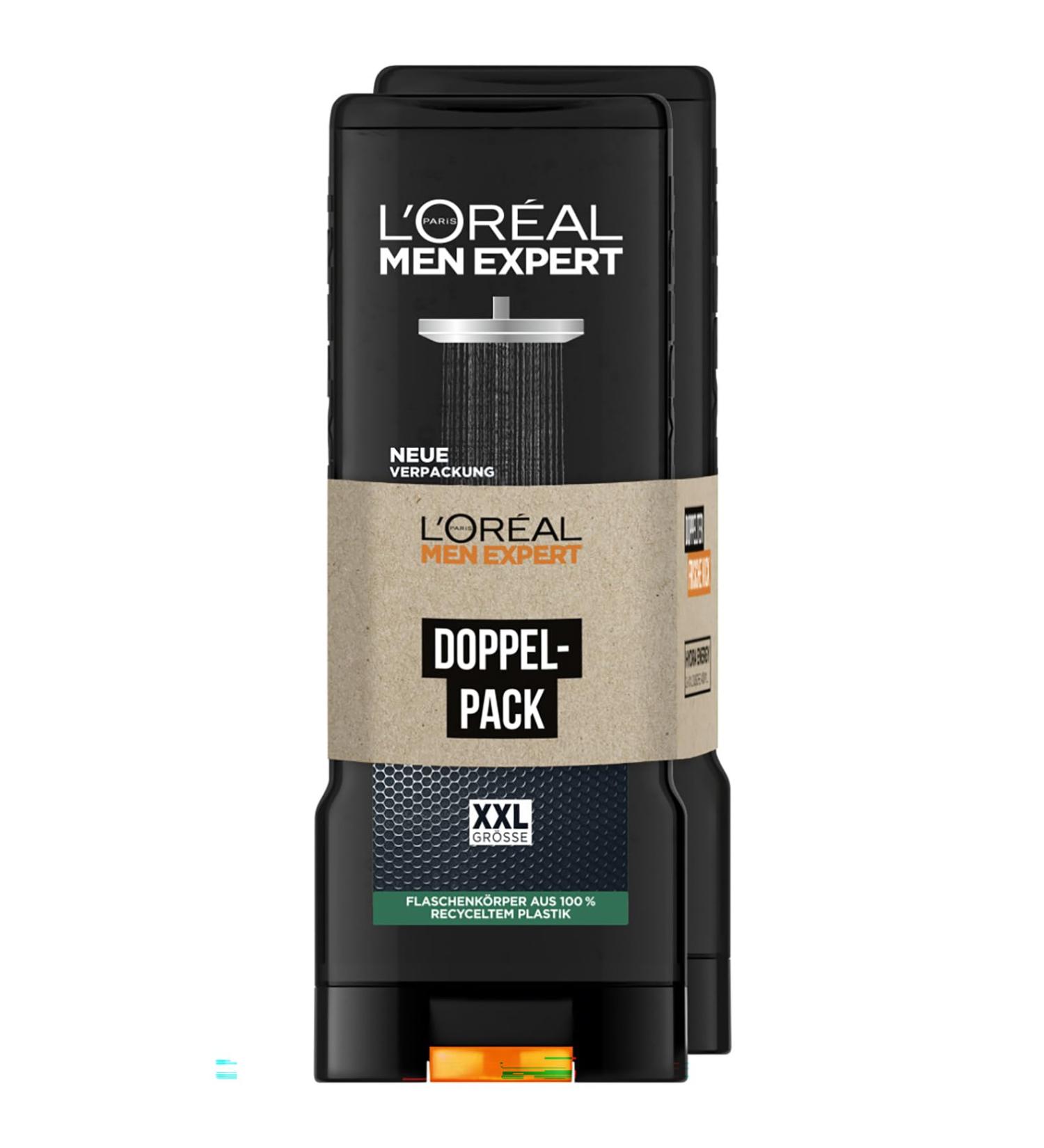 L'Or al Paris Men Expert 5in1 XXL Shower Gel for Men - Carbon Clean Body Hair & Face Wash (2 x 400ml) - International Shipping Available - Buy Online on GoSupps.com