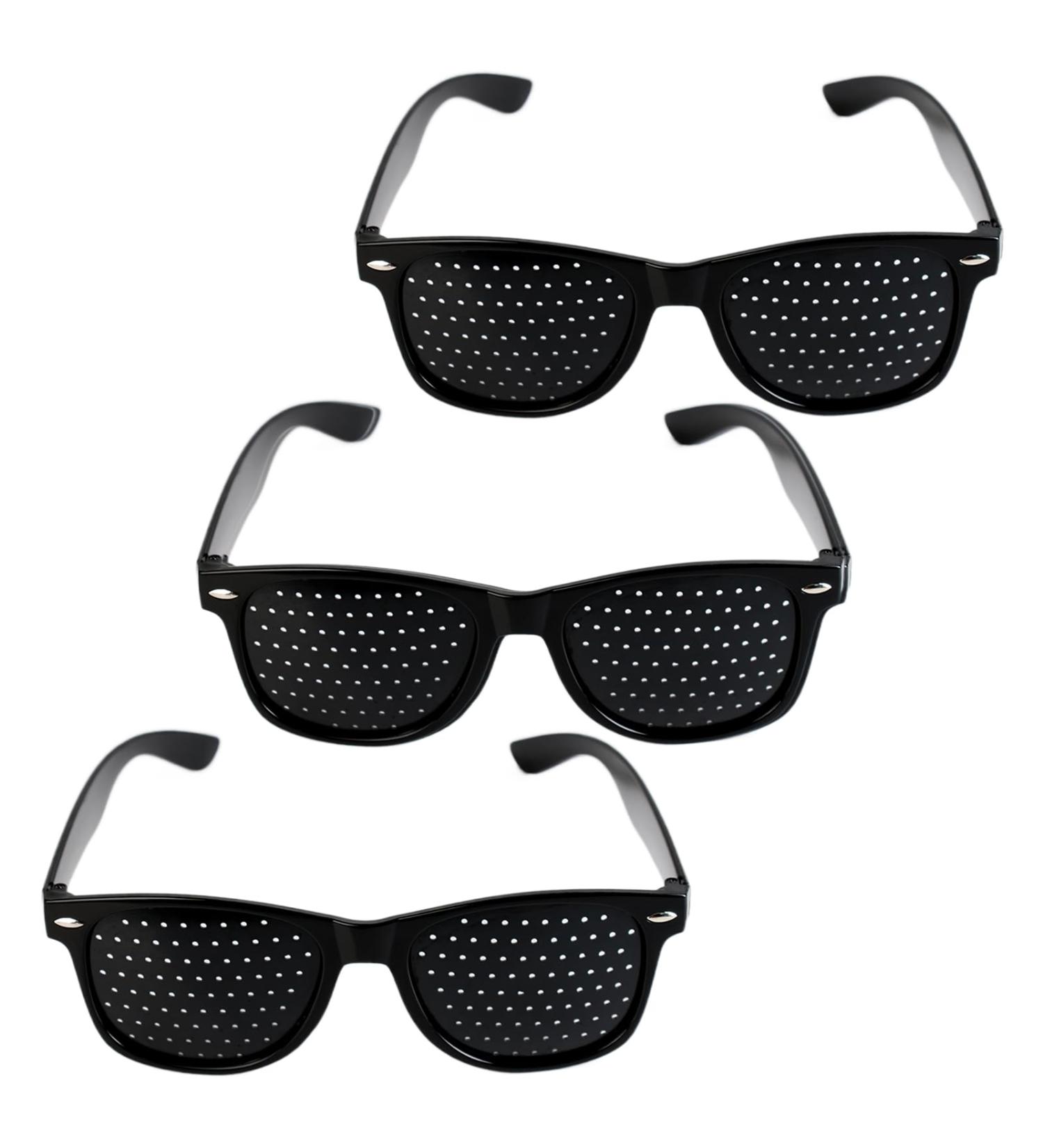 Ownkim Pinhole Glasses - 3 Pack Eye Trainers for Vision Improvement & Relaxation | Black Grid Anti-Fatigue Glasses - Buy Online on GoSupps.com