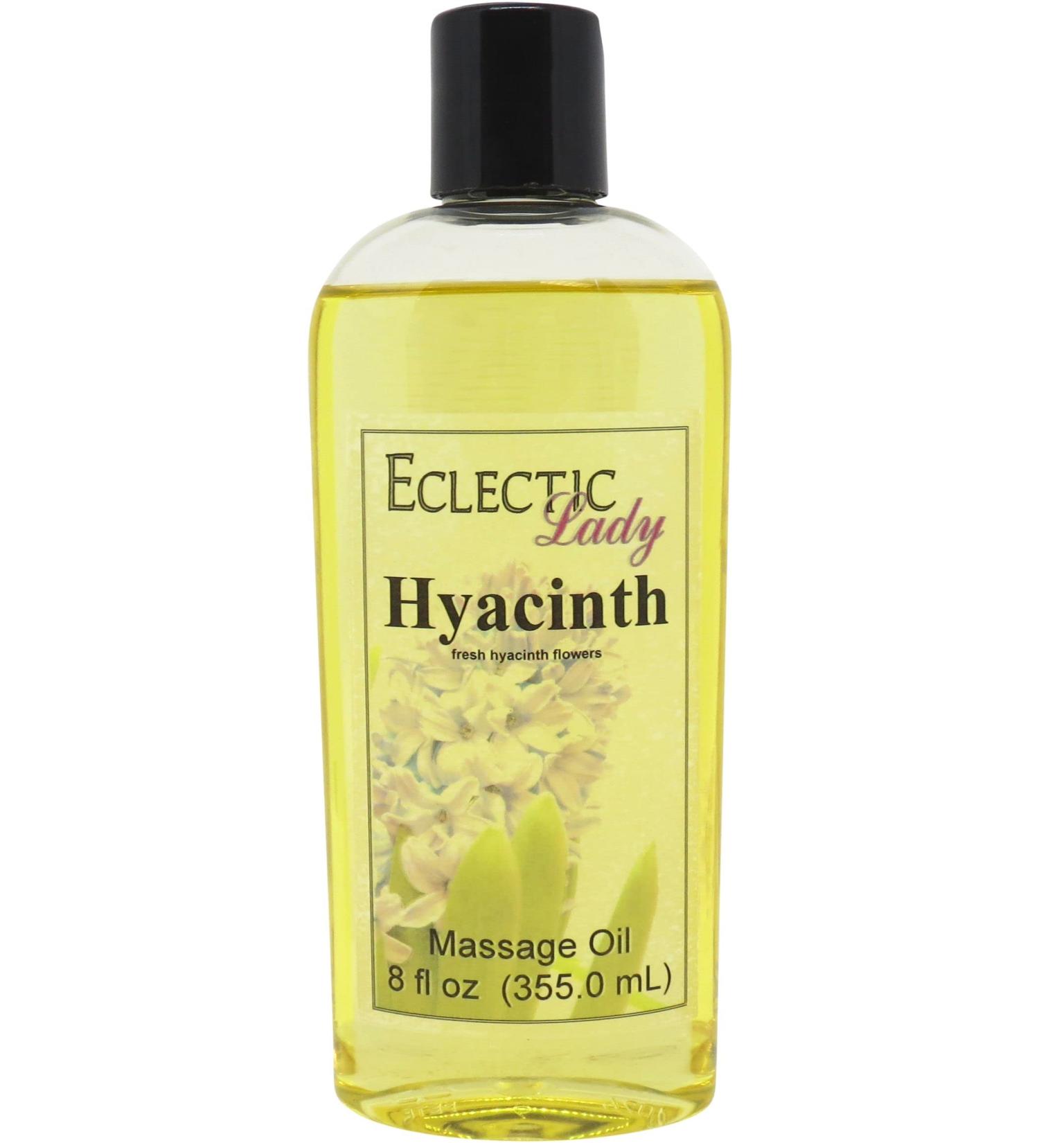 Hyacinth Massage Oil 8oz | Sweet Almond & Jojoba Oil | Preservative-Free Aromatherapy for Relaxation - Buy Online on GoSupps.com