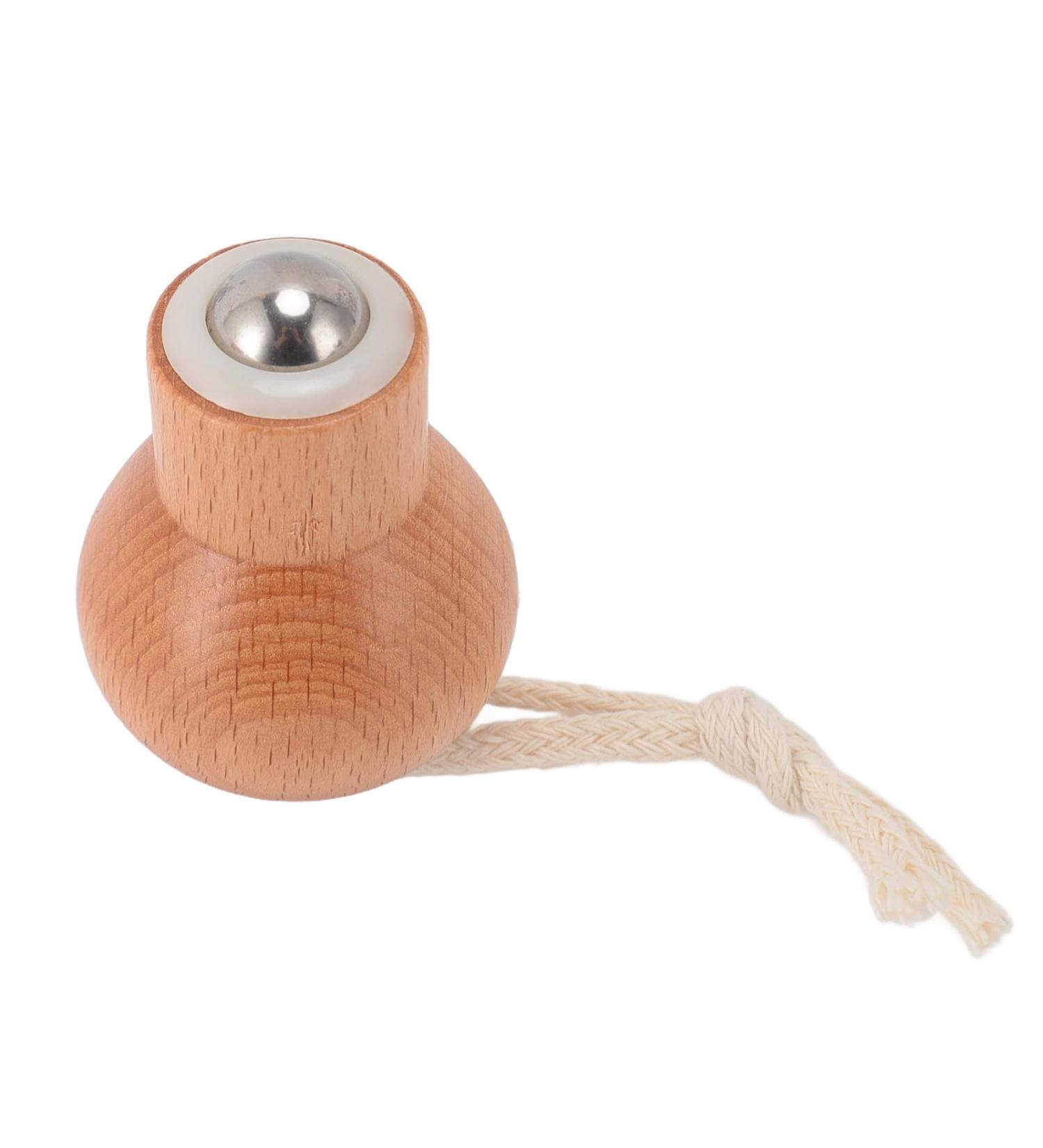Facial Massage Roller Ball for Skin Elasticity & Wrinkle Reduction | Beech Wood Bowl & Lanyard Design | Cold & Hot Application | International Shipping - Buy Online on GoSupps.com