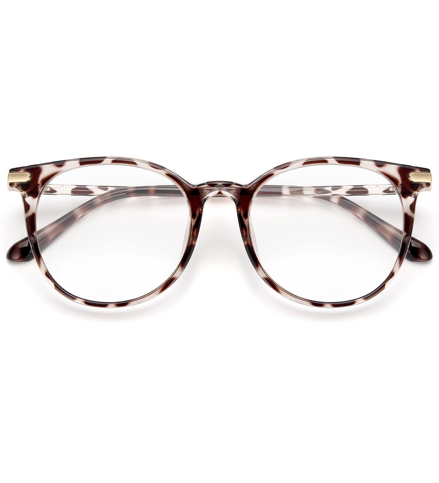 Gaoye Blue Light Blocking Glasses - Retro Round Anti Eyestrain Eyewear for Men & Women - GY1688 (Leopard/Transparent Lens - Buy Online on GoSupps.com