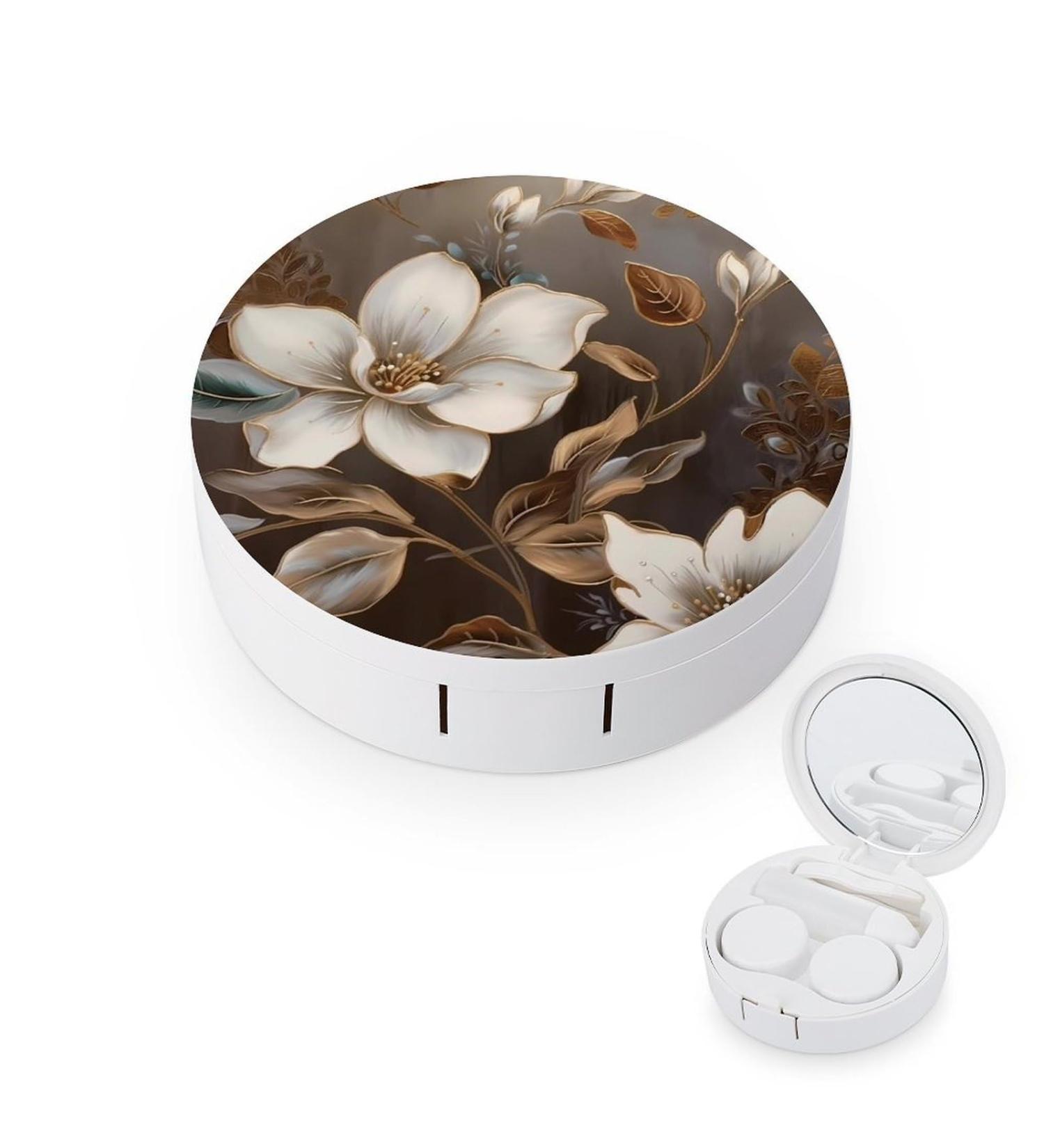 Contact Lens Case with Flowers & Gold Edges | Portable Travel Contact Lens Storage Box - Buy Online on GoSupps.com