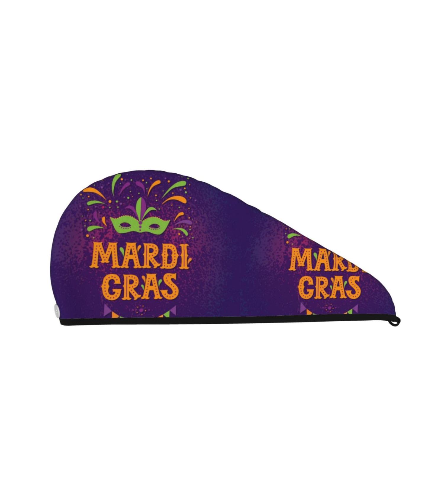 Mardi Gras2 Microfiber Hair Towel - Soft & Super Absorbent Coral Velvet Quick Dry Wrap for Long Curly & Thick Hair - International Shipping Available - Buy Online on GoSupps.com