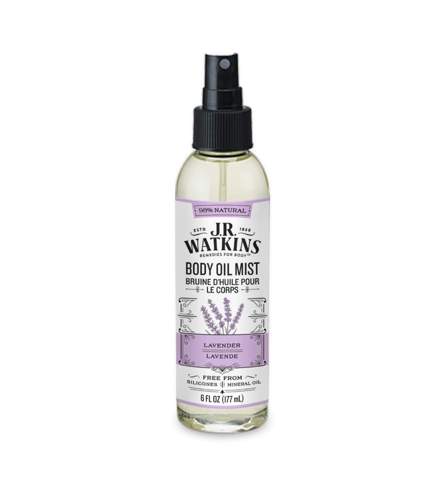 J R Watkins Lavender Body Oil Mist - 6 fl oz | Hydrating and Soothing Formula - Buy Online on GoSupps.com