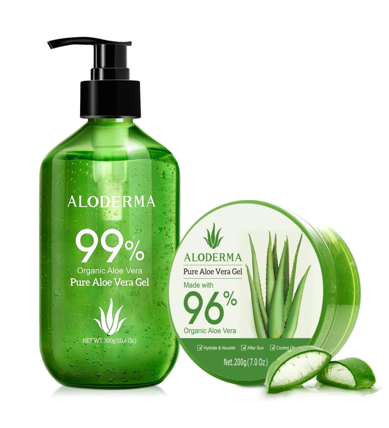 Aloderma Aloe Vera Gels Set 2 Pieces - 300g Aloe Vera Gel 200g Aloe Vera Gel - Hydrating Soothing Moisturizing - Buy Online on GoSupps.com
