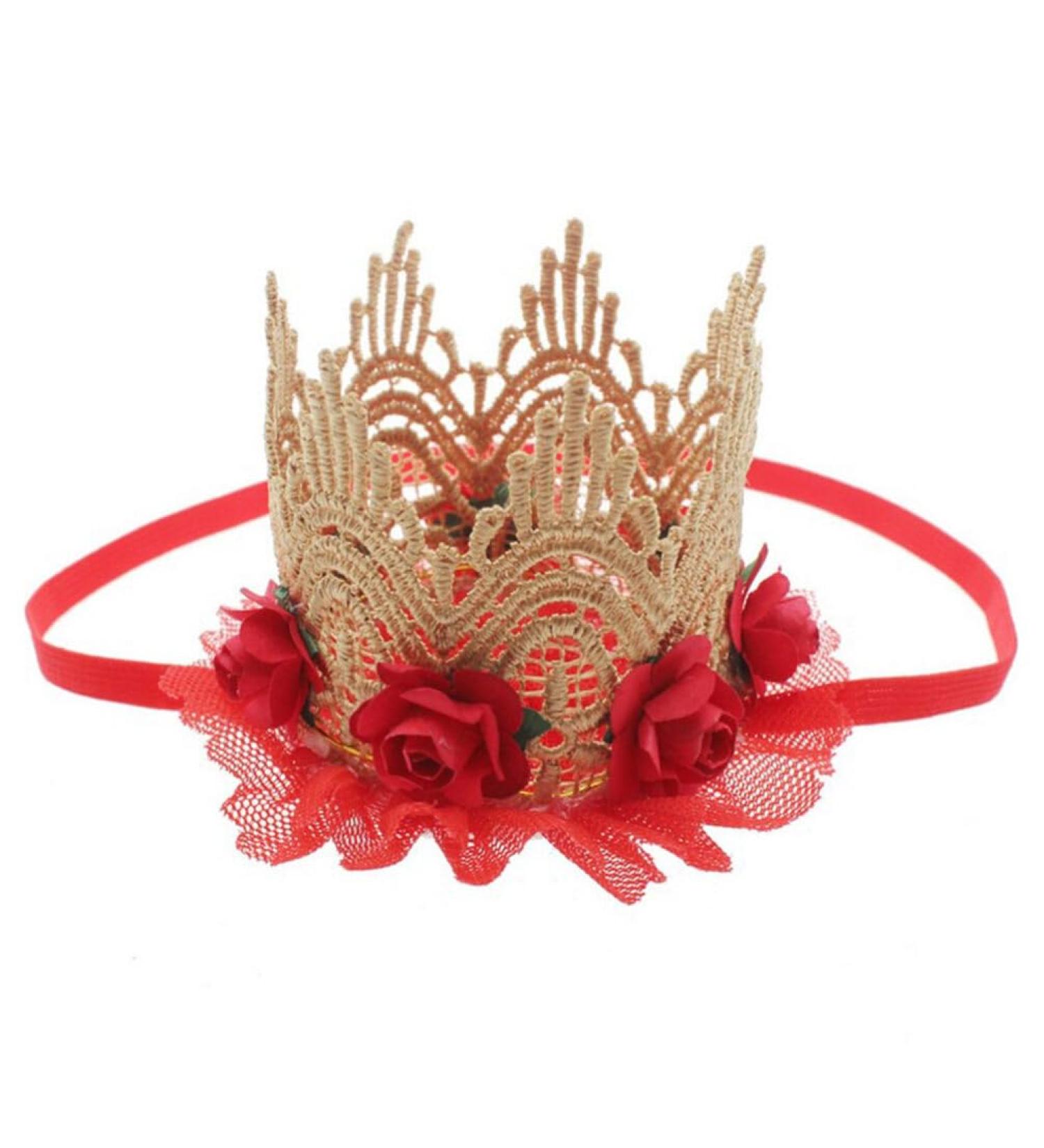 Amosfun Baby Birthday Crown Flower Princess Tiara Headband 1st Birthday Hat Party Hairbands Hair Accessories for Birthday Baby Shower Party Supplies (Red) - Buy Online on GoSupps.com