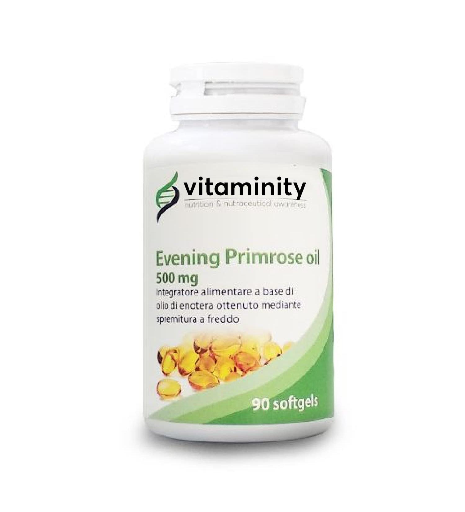  Vitaminity Evening Primrose Oil Dietary Supplement - Antioxidant and anti-inflammatory for skin and joints based on Enoterra oil - 90 Softgel Capsules - Buy Online on GoSupps.com