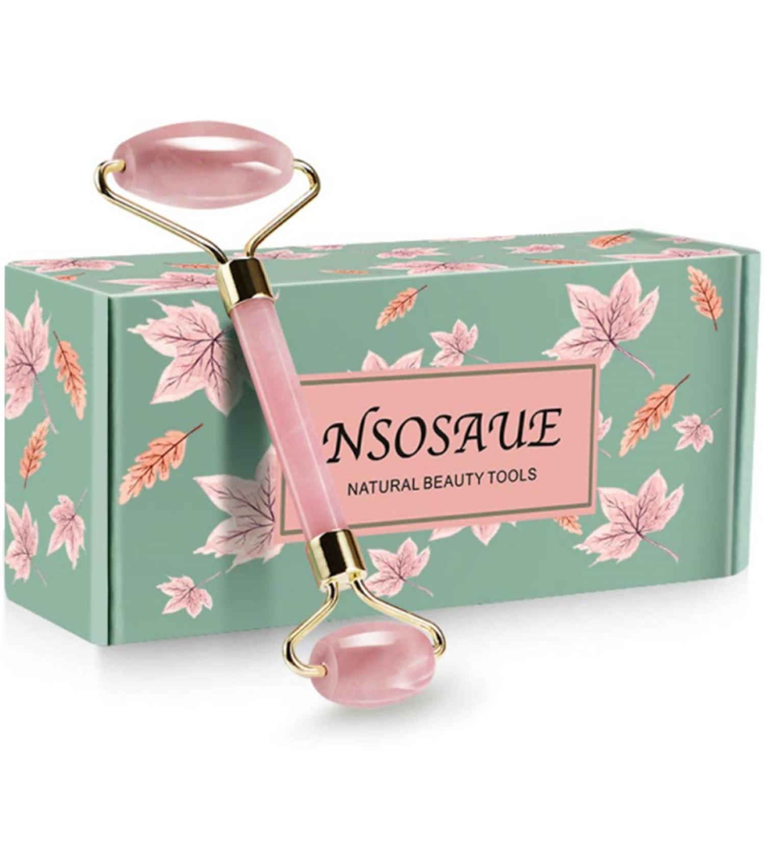 Natural Rose Quartz Face Roller - Anti-Aging Puffiness Relief & Skin Care Massager | Premium Authentic Jade Stone - Buy Online on GoSupps.com