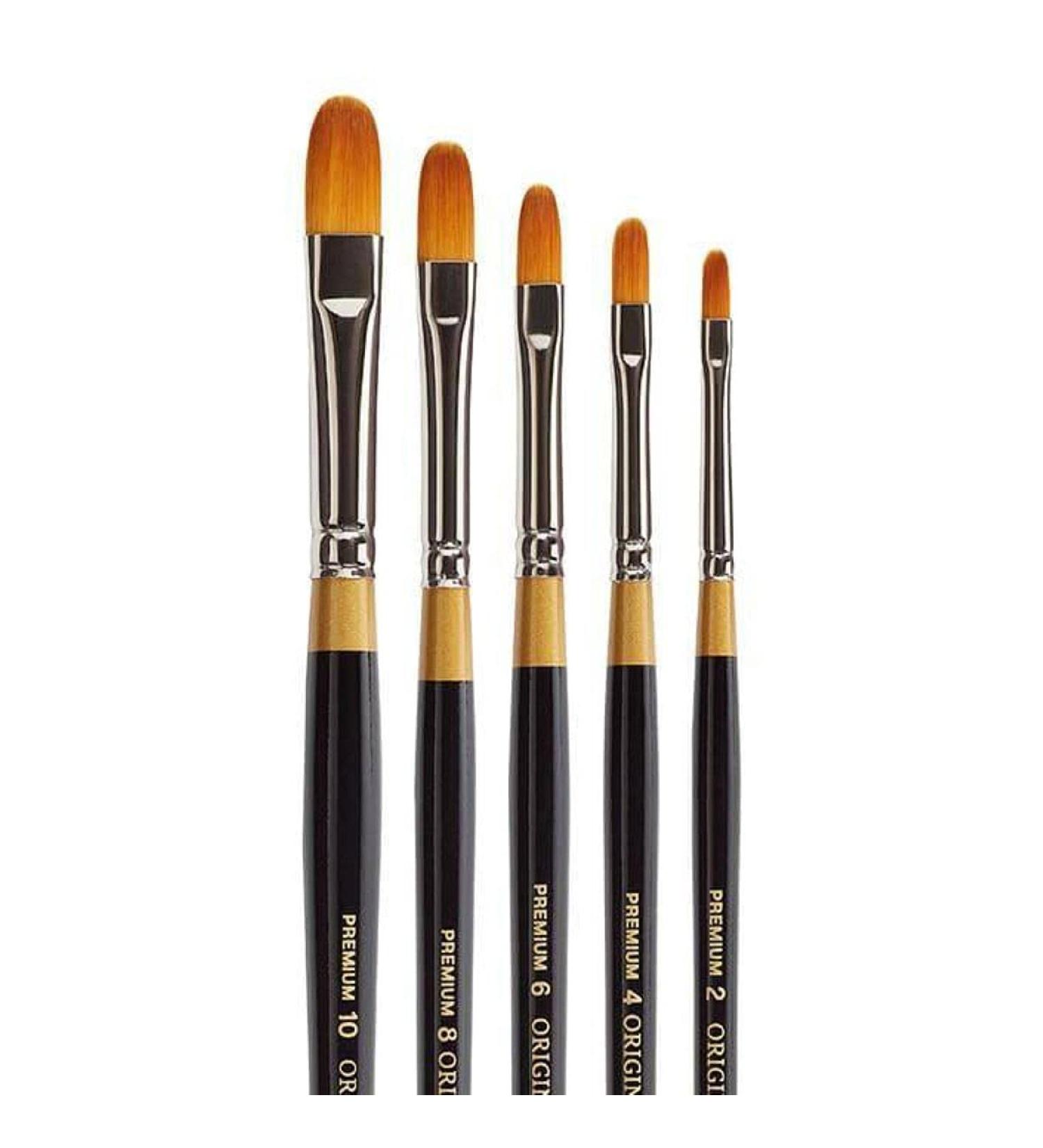 KINGART Original Gold 9500 Filbert Brush Set - 5 Pcs. Premium Taklon Brushes for Oil, Acrylic, Watercolor, Gouache - Sizes 2, 4, 6, 8, 10 - Buy Online on GoSupps.com
