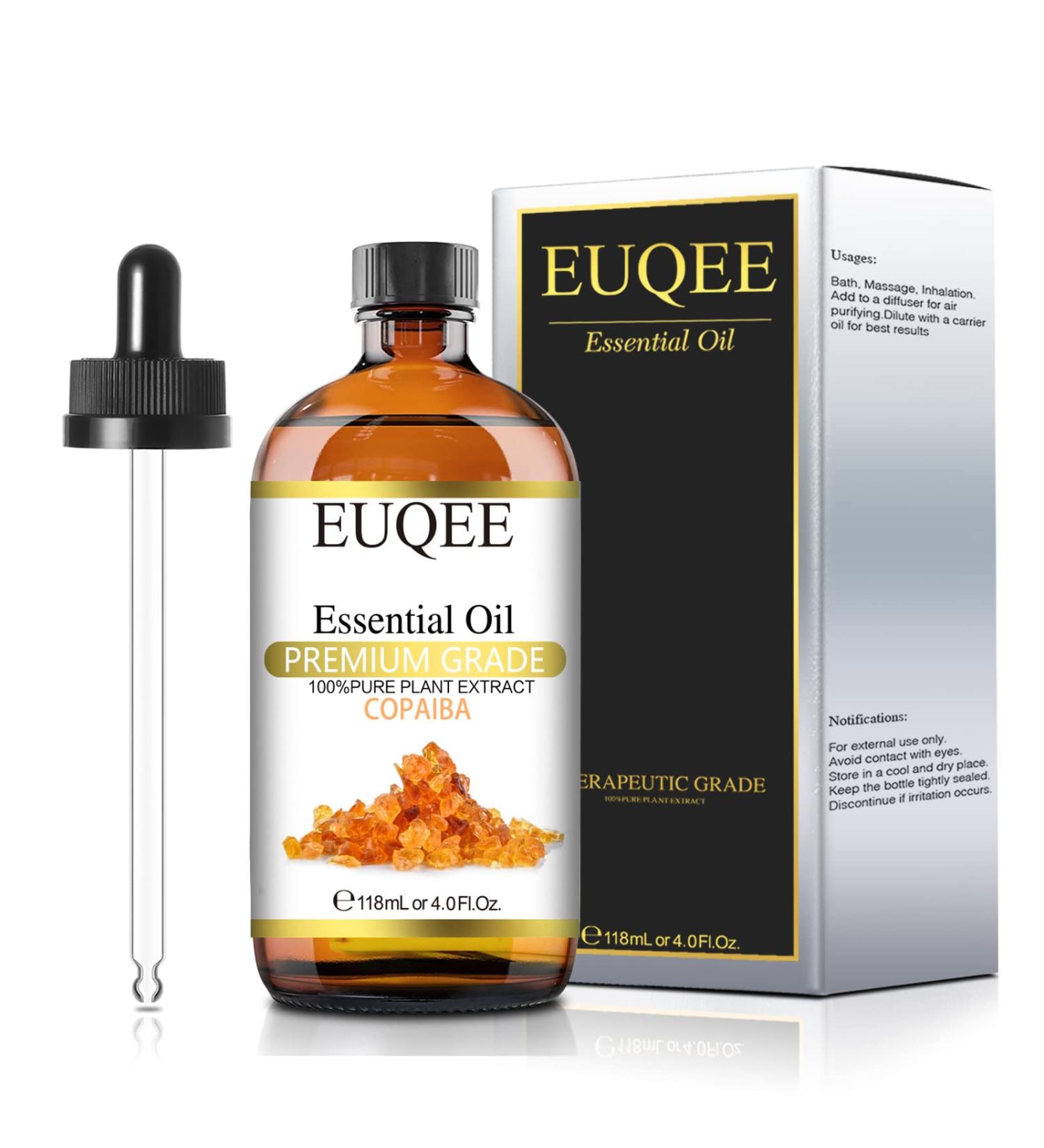 EUQEE Copaiba Essential Oil 118ml - Pure Aromatherapy Oil for Diffusers and Humidifiers - Relaxing Natural Essential Oil - Buy Online on GoSupps.com