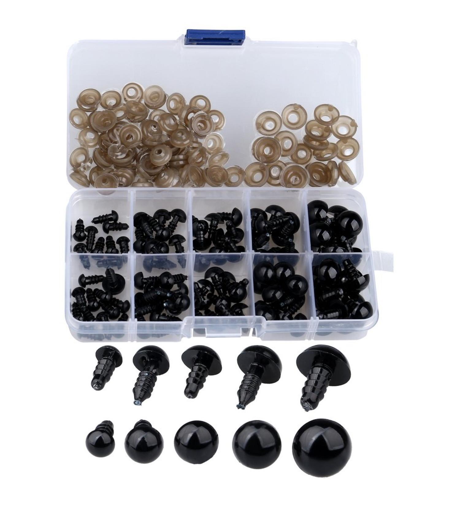 200pcs Black Plastic Safety Eyes for Toy Making and DIY Crafts - 6-12mm - Buy Online on GoSupps.com