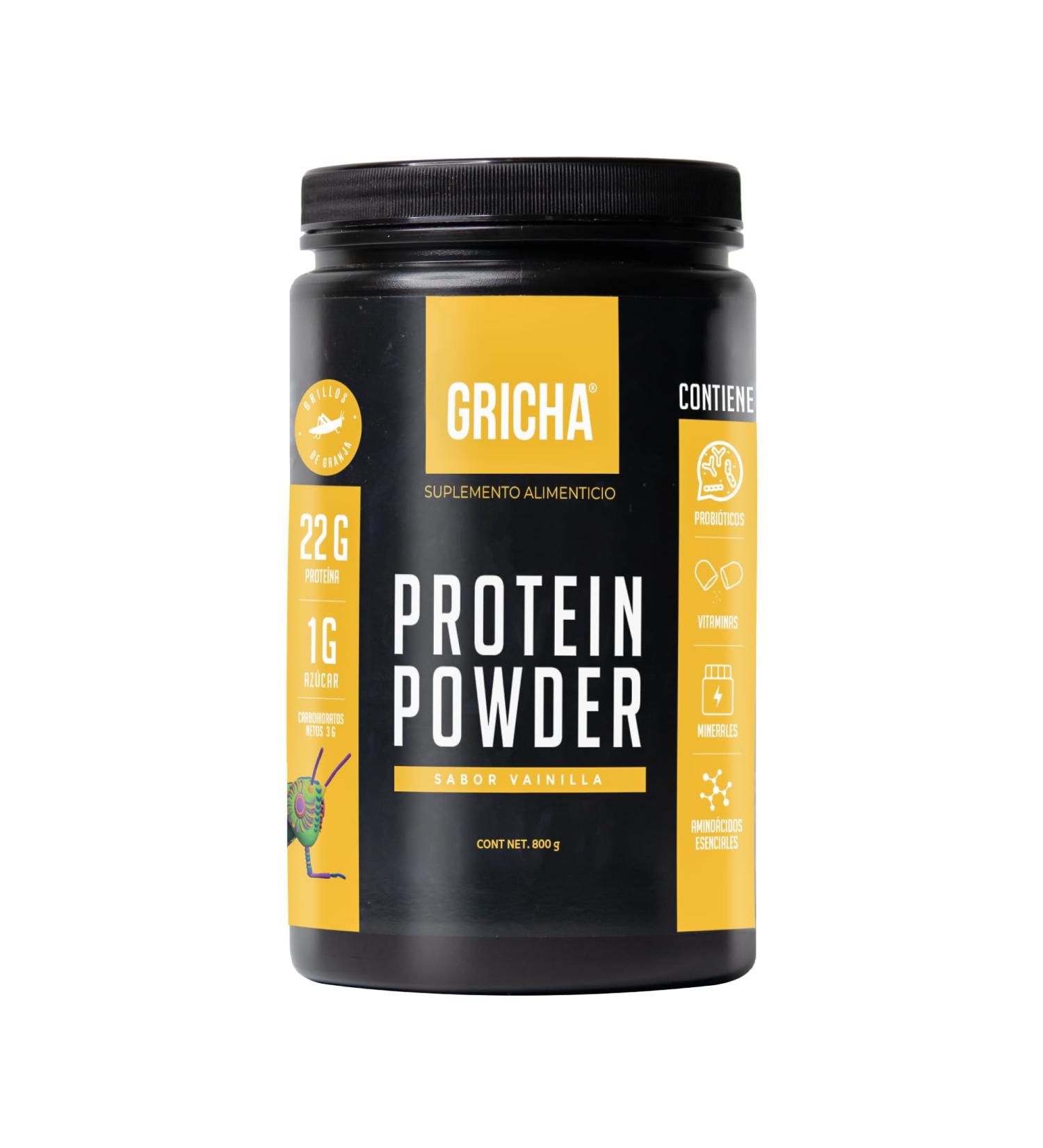 GRICHA Protein Powder - Cricket & Plant Based Vanilla (28.22 oz) | 50% Daily Probiotics B12 D Zinc & Iron - Best for Gut Health - Buy Online on GoSupps.com