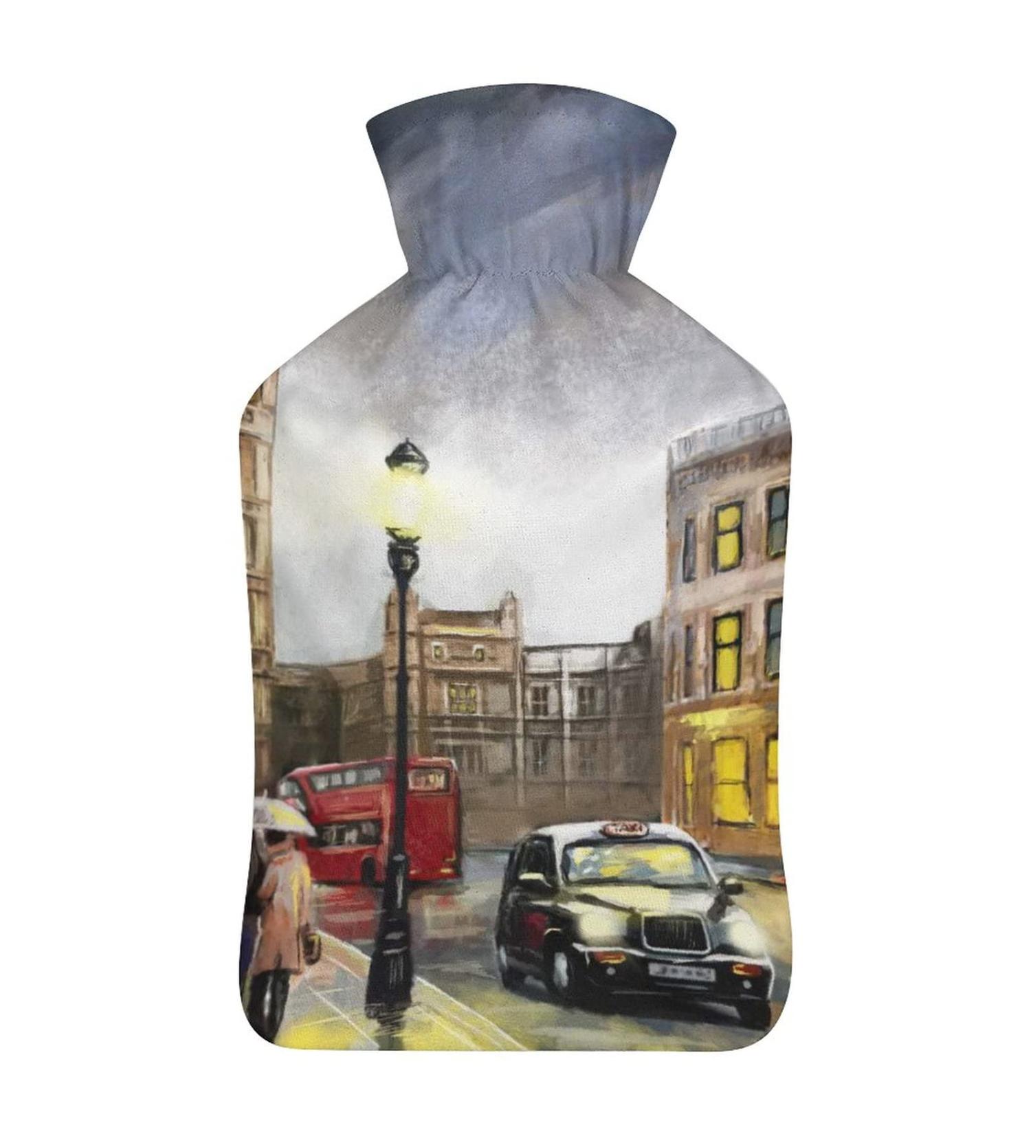 City Street Hot Water Bottle with Plush Cover - Hand Warmer for Adults & Kids | 26.5x15.3cm - International Shipping - Buy Online on GoSupps.com