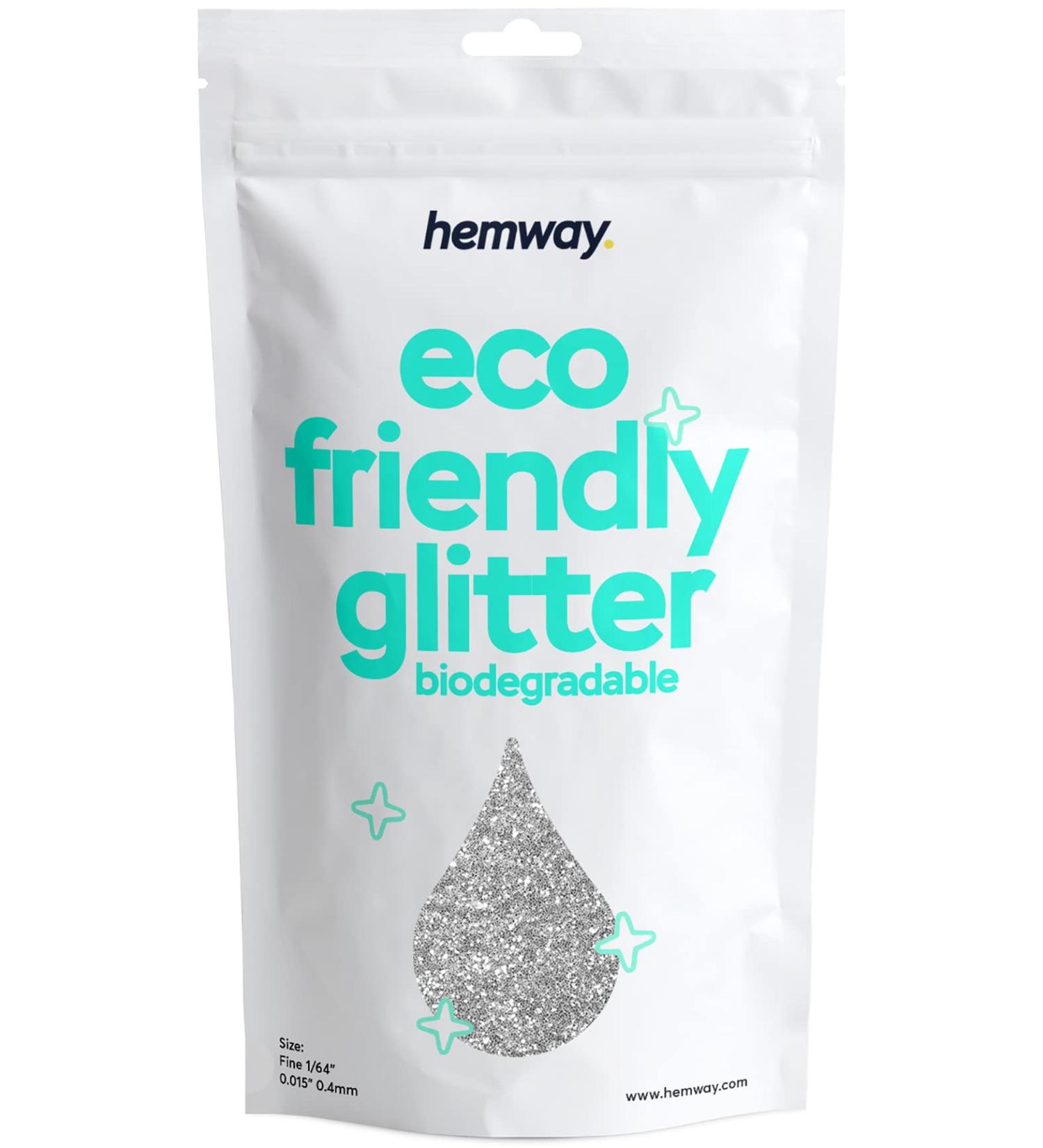 Hemway Eco-Friendly Biodegradable Glitter 100g | Vegan Cosmetic Safe Sparkle for Face Eyes Body Hair & Nails | Perfect for Festivals & Craft Projects - Silver - Buy Online on GoSupps.com