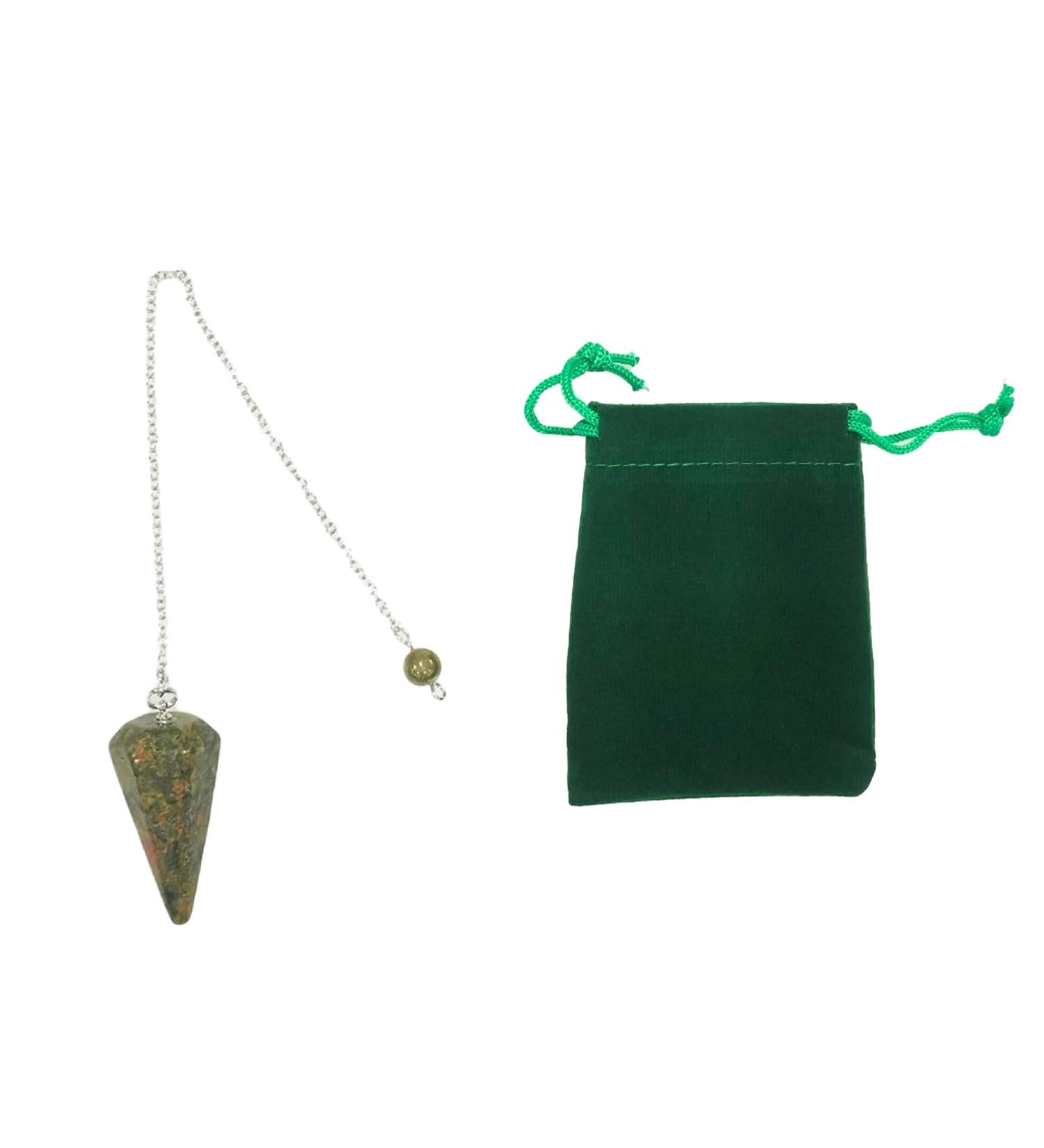 Unakit-Natural Stone Trade Crystal Pendula Hexic Crystal Pendulum for Duk Rods Chakra-Reiki Currency Warn Service Wicca Meditation Spendel (Unakit)