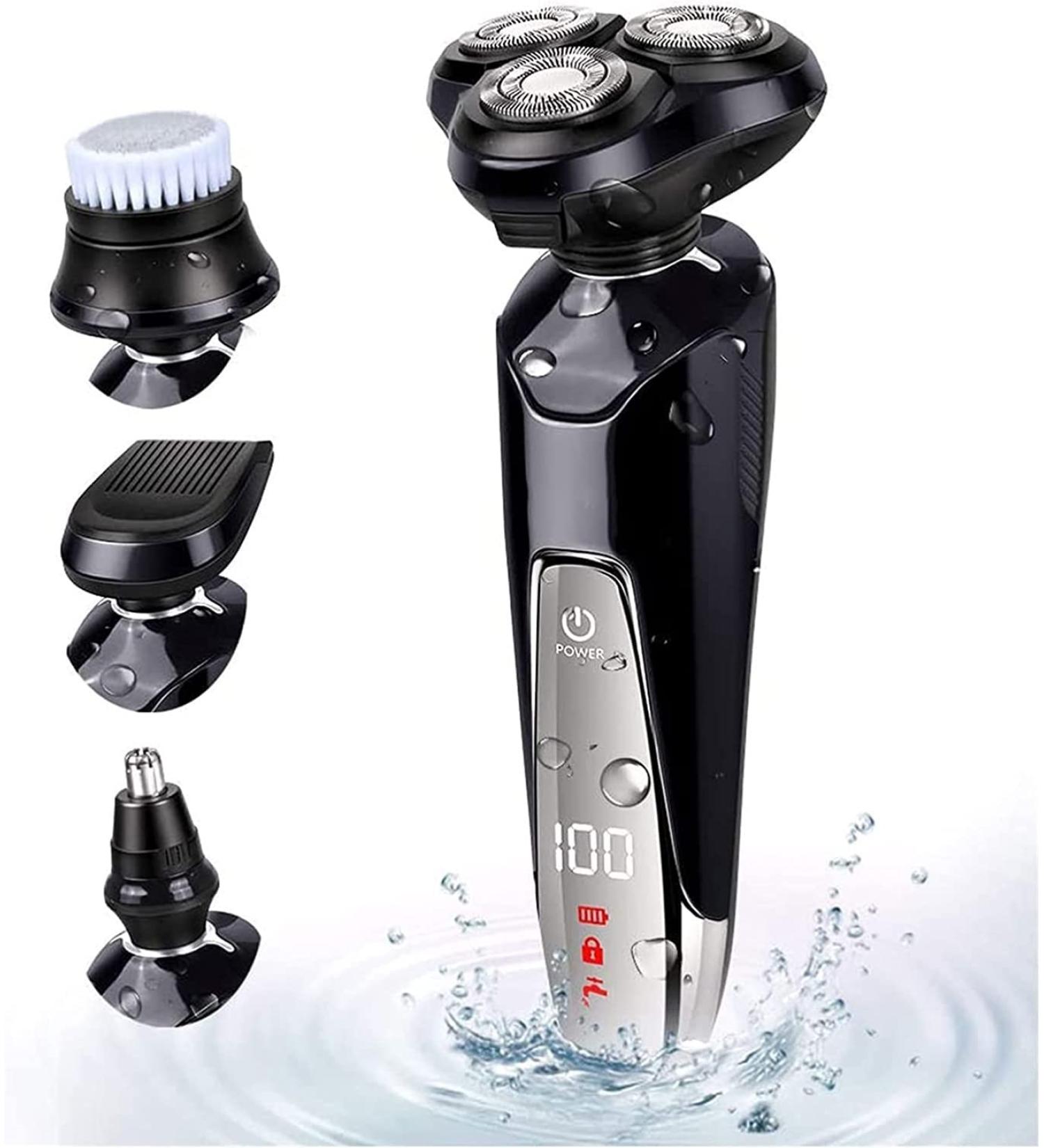 GeRRiT Electric Shavers for Men - Bald Head Shaver LED Shaving Razors Cordless Wet Dry Rotary Grooming Kit Clippers & Nose Hair Trimmer - Buy Online on GoSupps.com