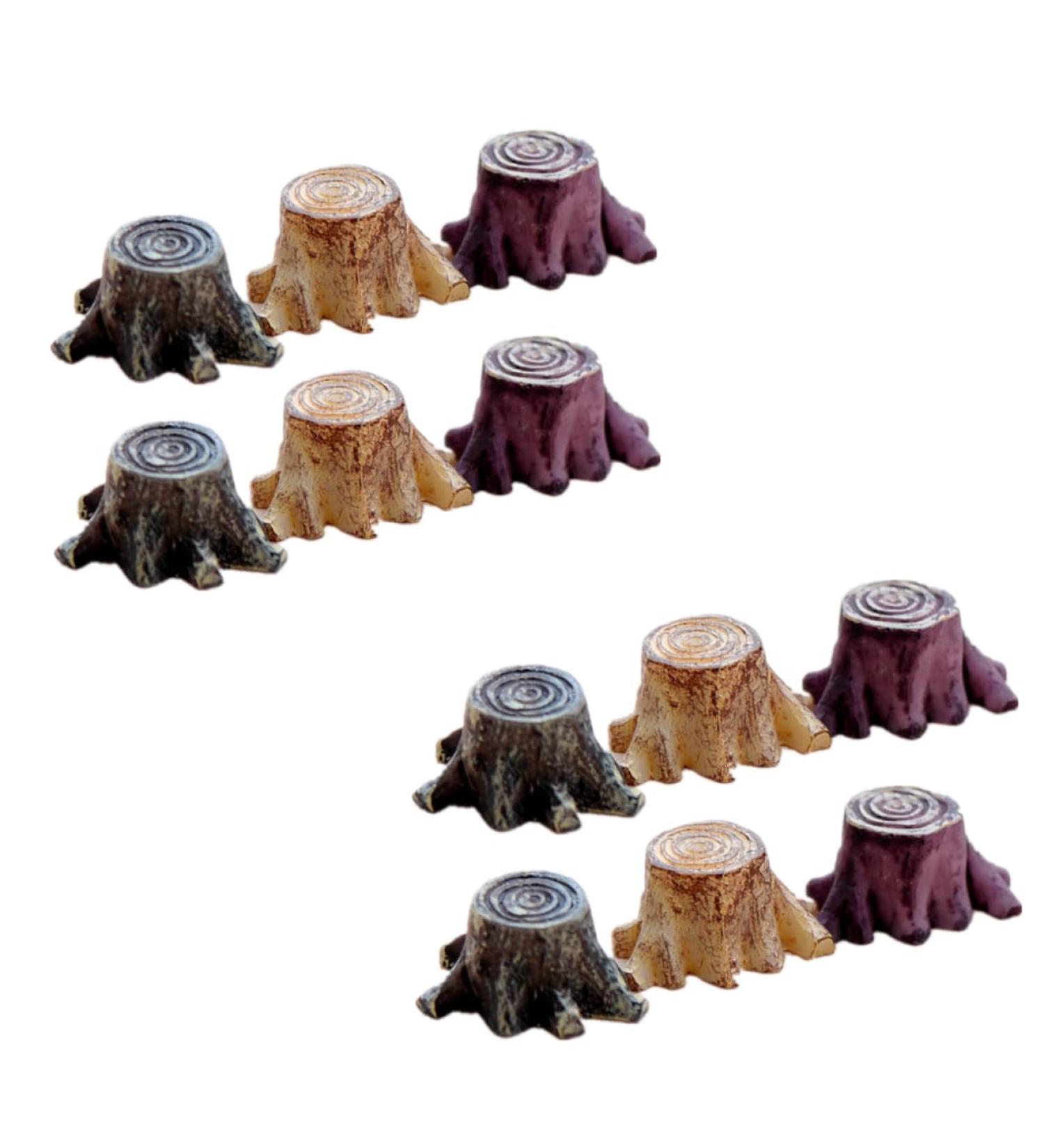 Gogogmee 12pcs Small Stump Stool Terrarium Decor Mini Garden Figurines Root Stump Ornament Retro Decor Resin - Buy Online on GoSupps.com