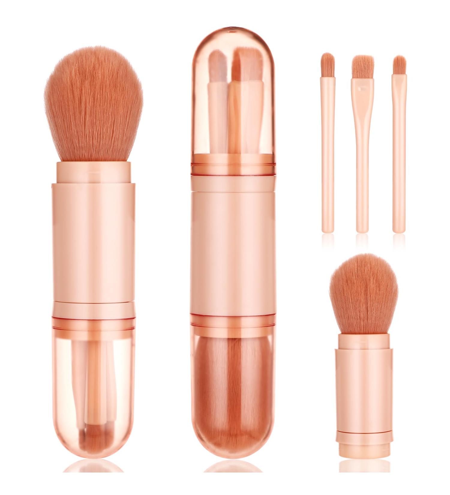 4 in 1 Travel Makeup Brushes Set - Portable Retractable Foundation Blush Eye Shadow & Concealer Brushes - Cruelty-Free for Women - Buy Online on GoSupps.com