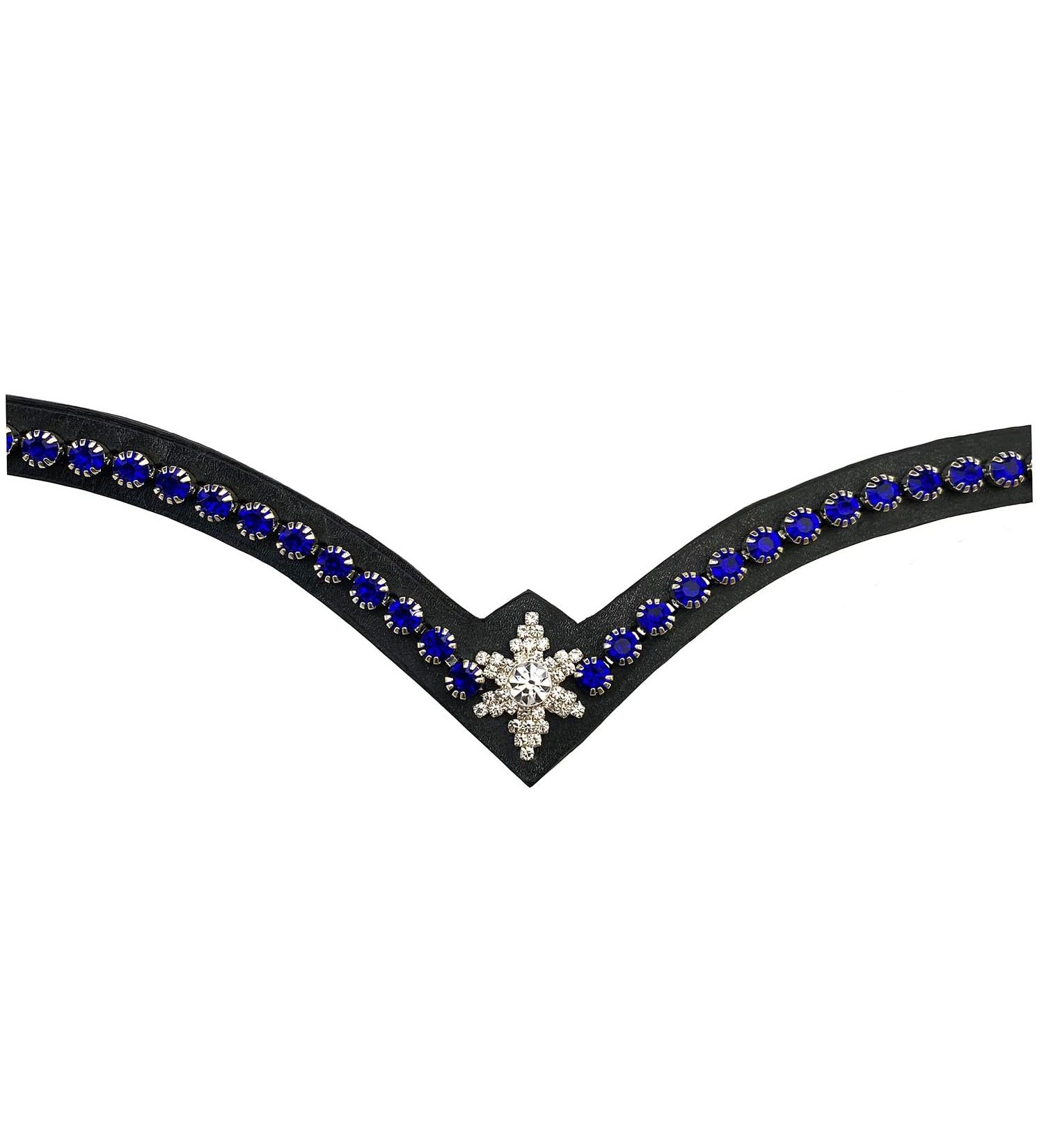 Leone Equipment Browband Horse Glitter Gift Box | Blue Stones & Black Leather | Full/Warmblood Size - Buy Online on GoSupps.com