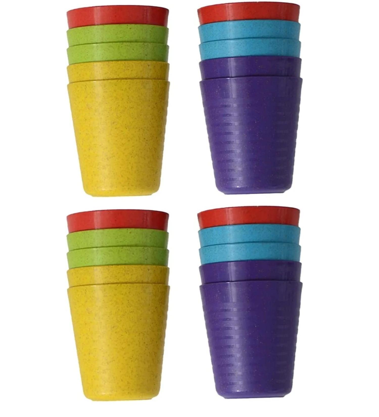 Klickpick 20 Kids Wheat Straw Fiber Cups 8 Oz - Reusable & Dishwasher Safe - BPA-Free, Bright Colored Unbreakable Tumblers for Children - Buy Online on GoSupps.com