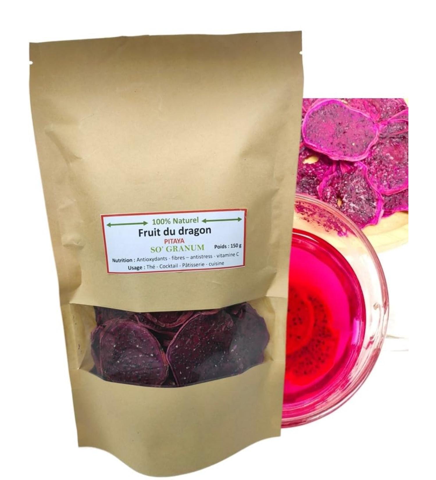 Dragon Fruit - Pitaya 150g | Dried Dragon Fruit | Natural Tea Dried Fruits | Natural VITAMIN C B1 B2 B3 - Buy Online on GoSupps.com