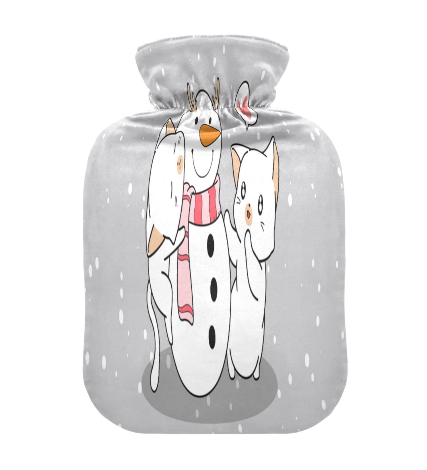 Buy Cats in Santa Hat Hot Water Bottle - 2L Soft Fleece Cover for Hot & Cold Compresses | International Shipping Available - Buy Online on GoSupps.com