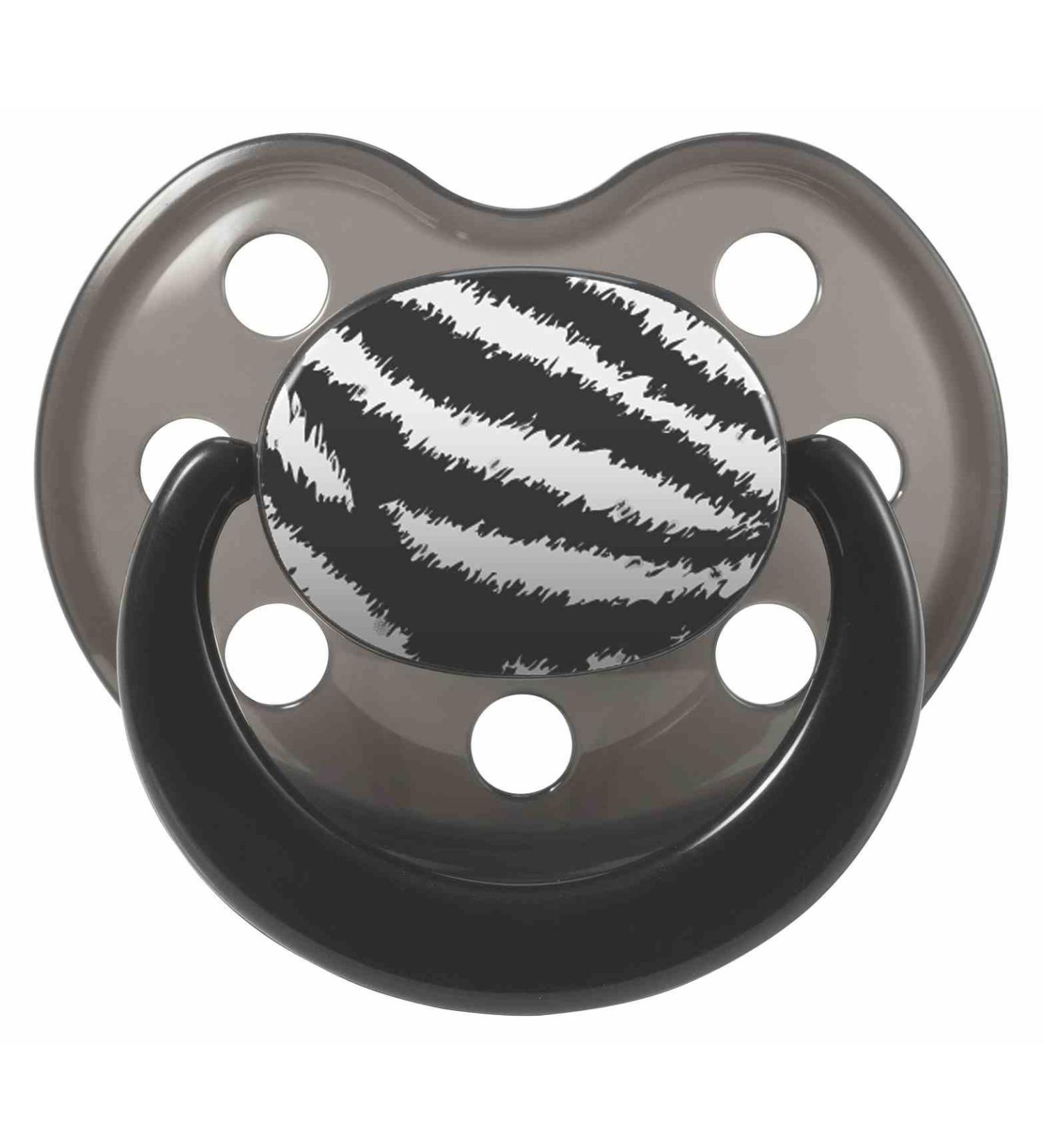 Pacifier 'Rock Star Baby' motif zebra size 2 with ring (1 piece)
