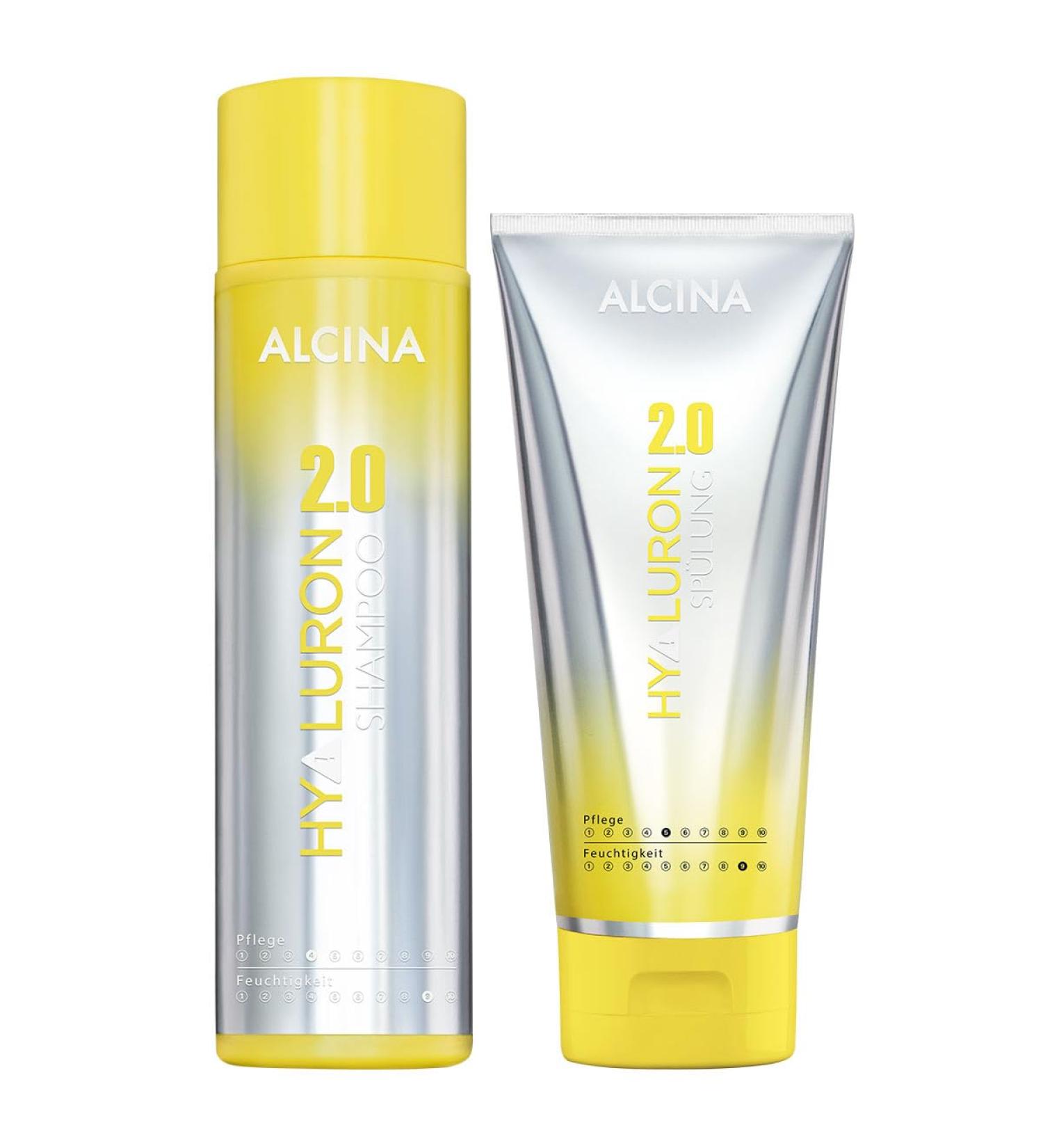 Alcina Hyaluron 2.0 Hair Care Set | 250ml Shampoo & 200ml Rinse | Hydrating Oasis for Dry Hair | Smooth & Nourished Hair - Buy Online on GoSupps.com
