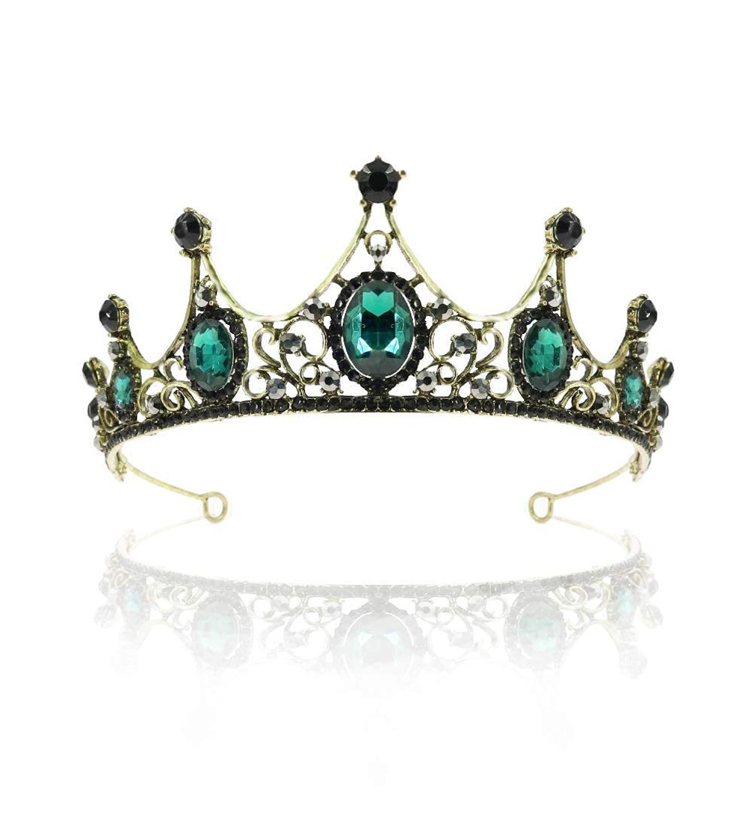 TOCESS Green Vintage Crown Tiara for Women - Crystal Rhinestone Hair Accessory for Bridal, Wedding, Prom & Parties - Buy Online on GoSupps.com