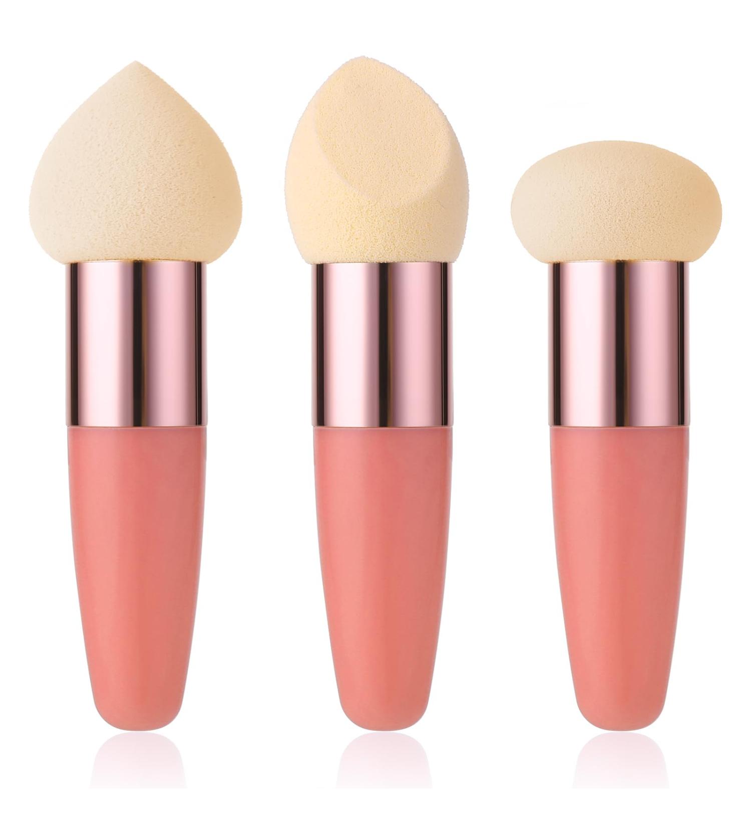 Sibba Makeup Sponge Set - 3 Pieces Blending Sponges & Brushes for Foundation Cream Powder and Peeling Masks | Beauty Blender with Handle - Perfect for All Skin Types - Buy Online on GoSupps.com