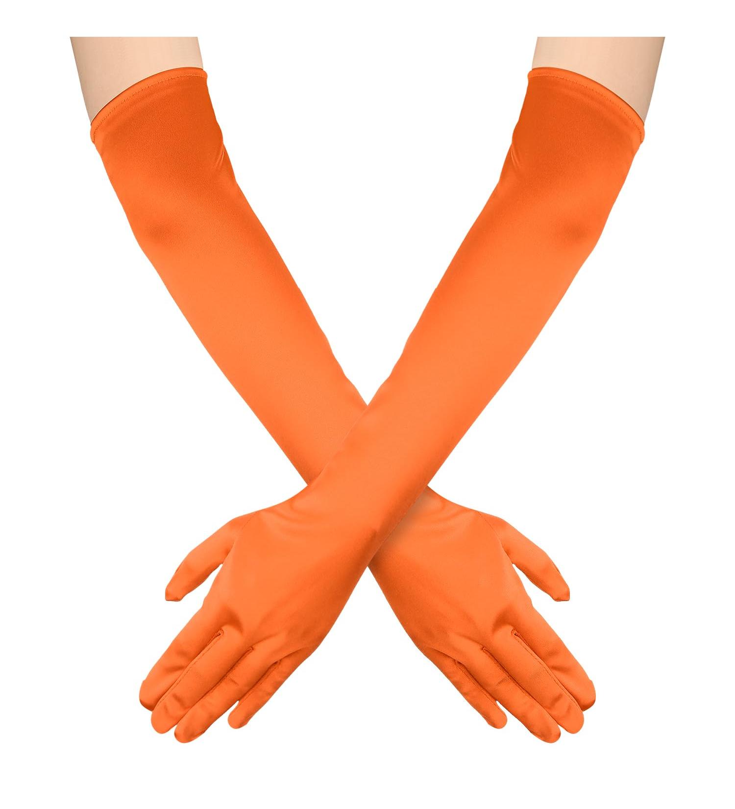 NQEUEPN Women Long Gloves Long Elbow Satin Gloves 21" Stretchy 1920s Opera Gloves Hand Care Moisturizing Gloves for Women Girls Evening Party Dance (Orange) - Buy Online on GoSupps.com