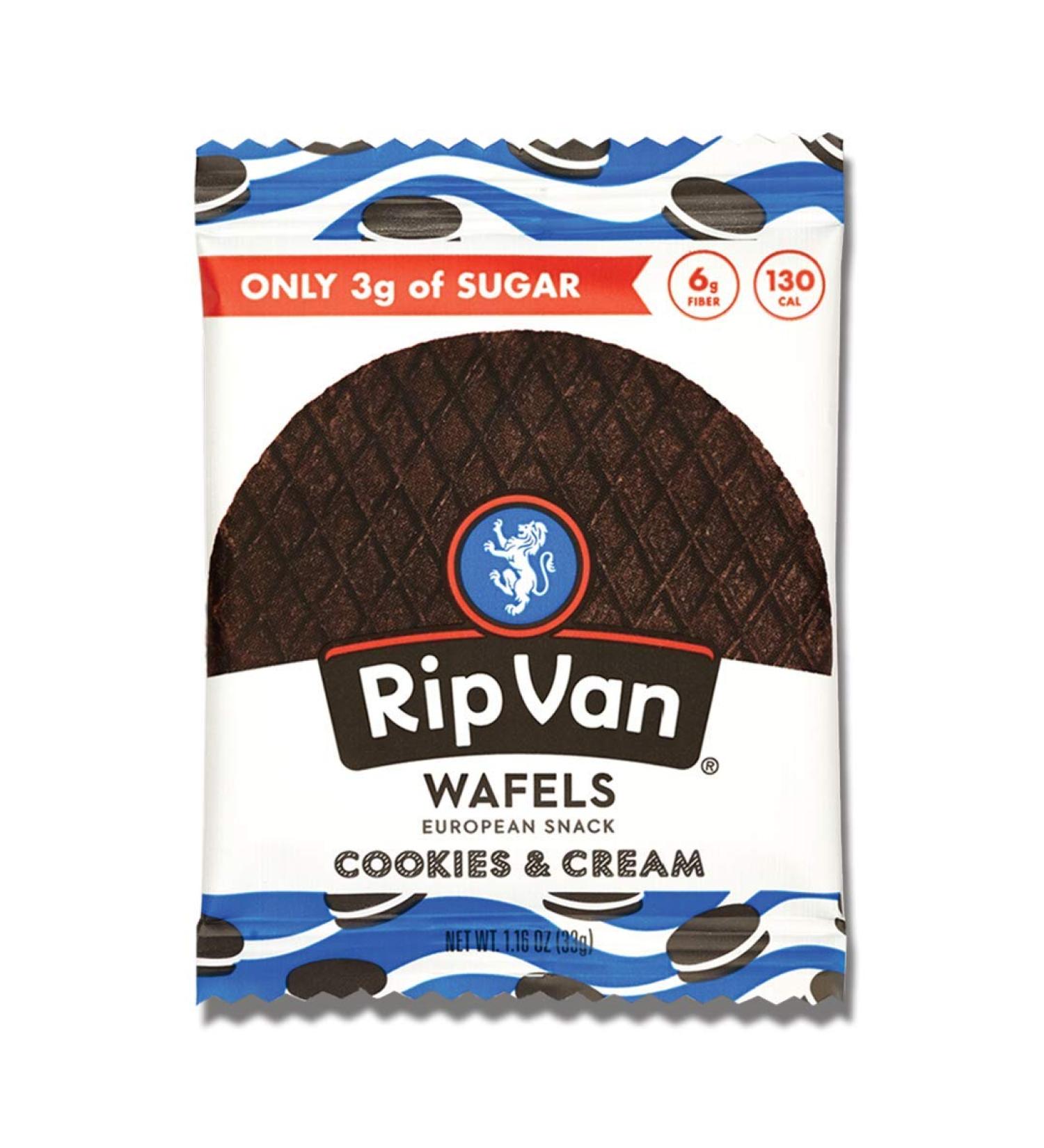 Rip Van Wafels Cookies & Cream Stroopwafels - Keto-Friendly, Low Sugar & Calorie Snacks - 12 Pack - Buy Online on GoSupps.com