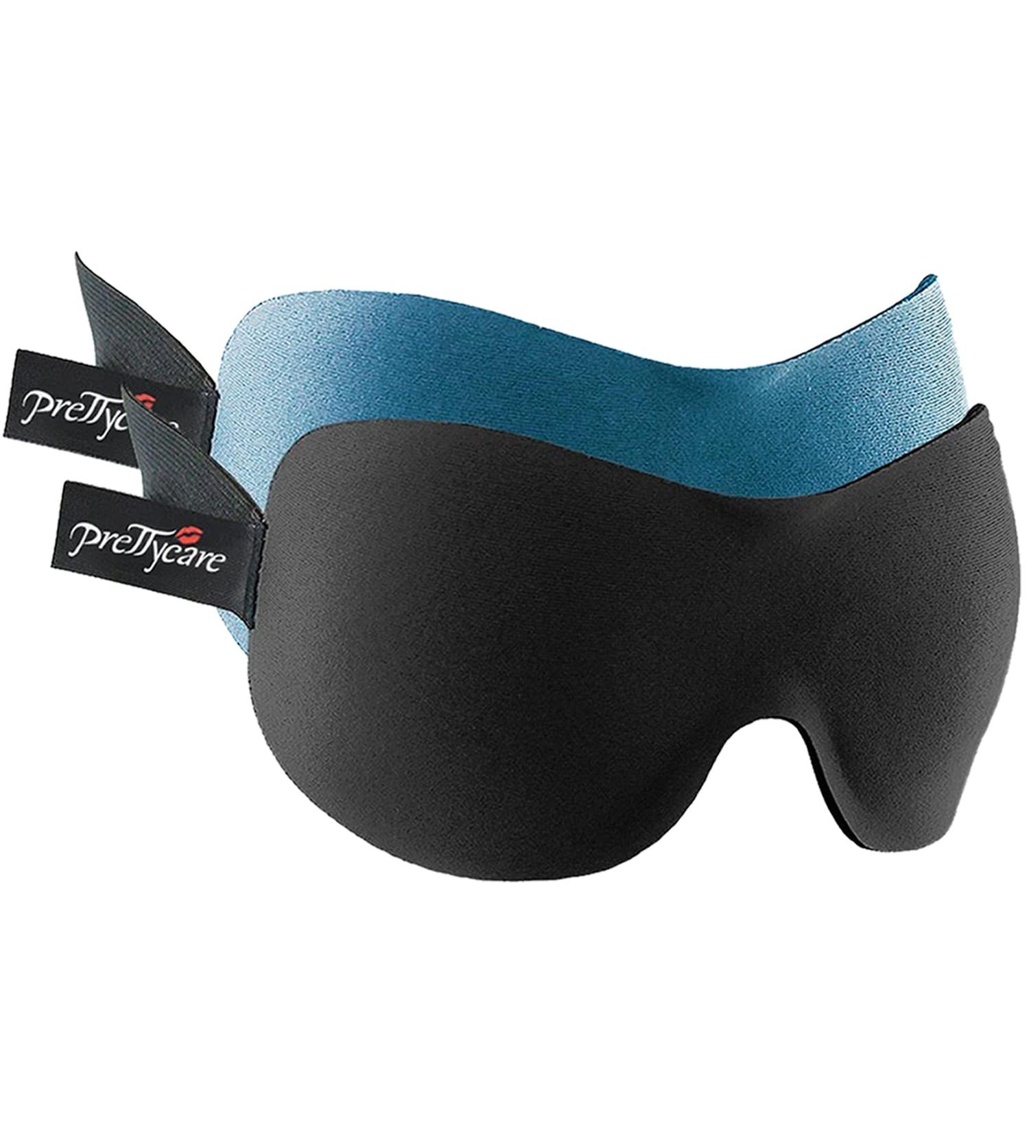 PrettyCare 3D Sleep Mask 2 Pack - Contoured Eye Mask for Sleeping - Blackout Out Light - Includes Ear Plugs and Travel Bag - A-Black&Blue - Buy Online on GoSupps.com