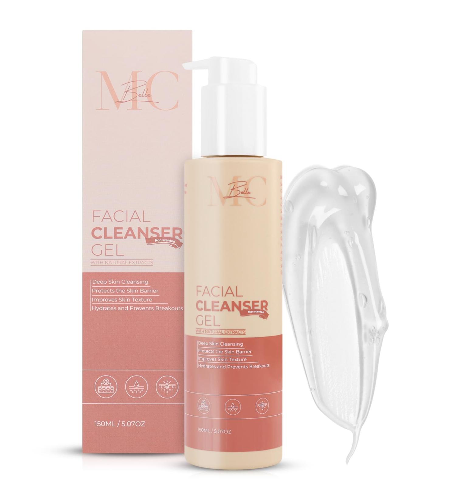 MC Belle Facial Cleanser for All Skin Types - Non-Scented & Peppermint Cleanser with Sodium Hyaluronate Organic Milk Thistle & Willow Bark Extract for Acne Treatment Deep Cleansing (Non Scented) - Buy Online on GoSupps.com