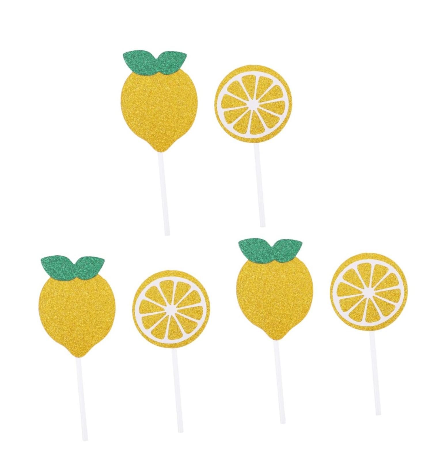 Abaodam 72 pcs Lemon Cake Toppers birthday cupcake topper birthday toppers for cakes gold decor summer ornaments gold trim birthday cake decorations baby paper cup party supplies - Buy Online on GoSupps.com