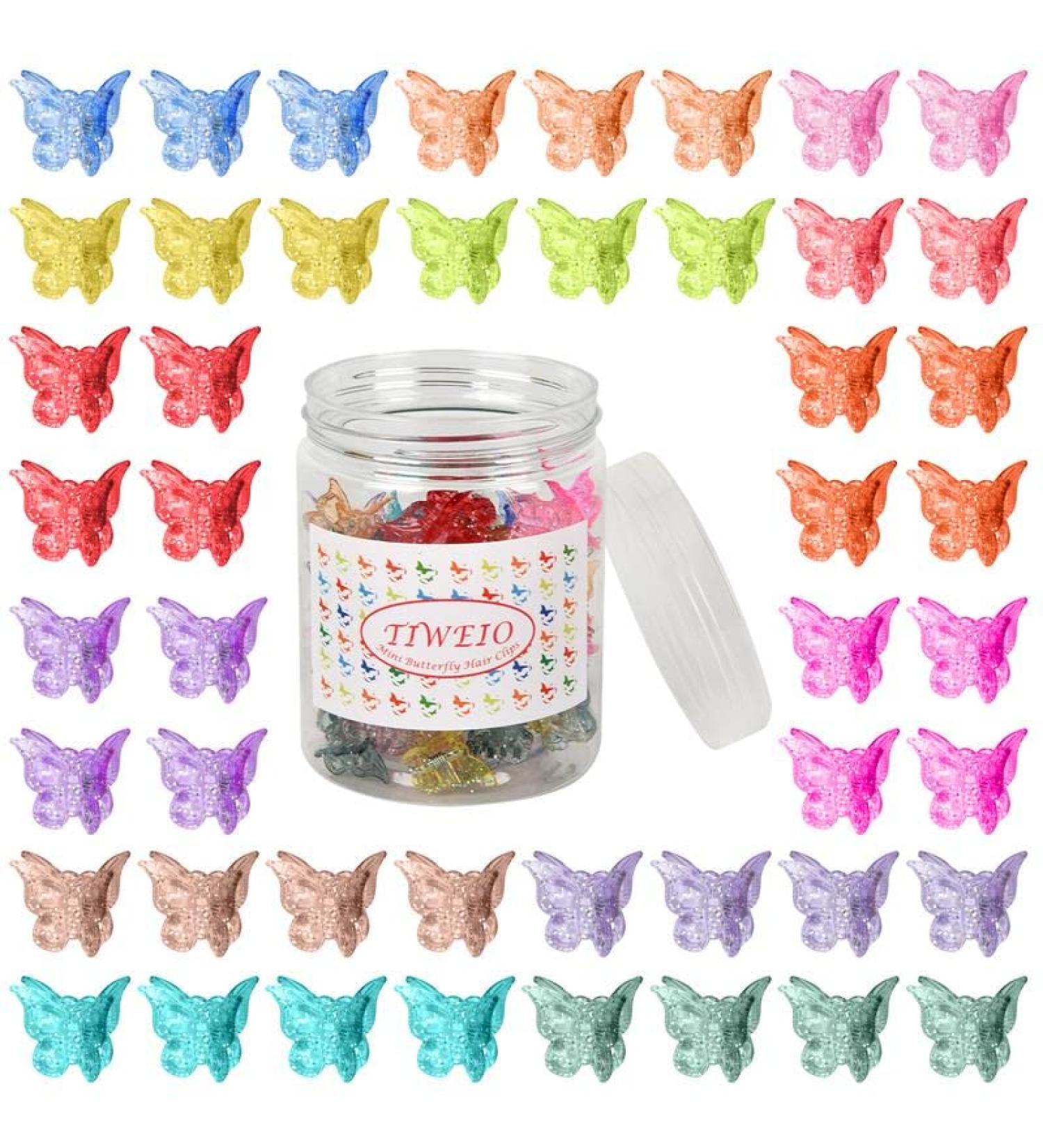 50 Butterfly Hair Clips - Jelly Color Mini Hair Accessories for Women & Girls - 14 Sparkle Candy Colors in Box - Buy Online on GoSupps.com