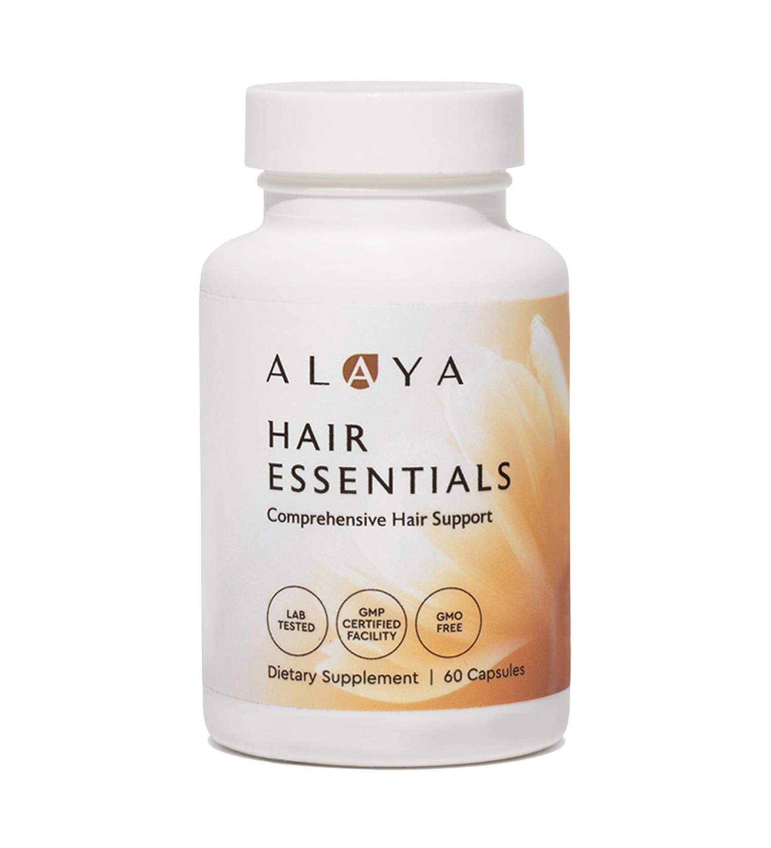 Alaya Hair Essentials - Hair Supplement with Biotin Keratin Folic Acid Vitamin B12 B6 - Lab Tested - Gluten Free - 30 Day Supply - Buy Online on GoSupps.com