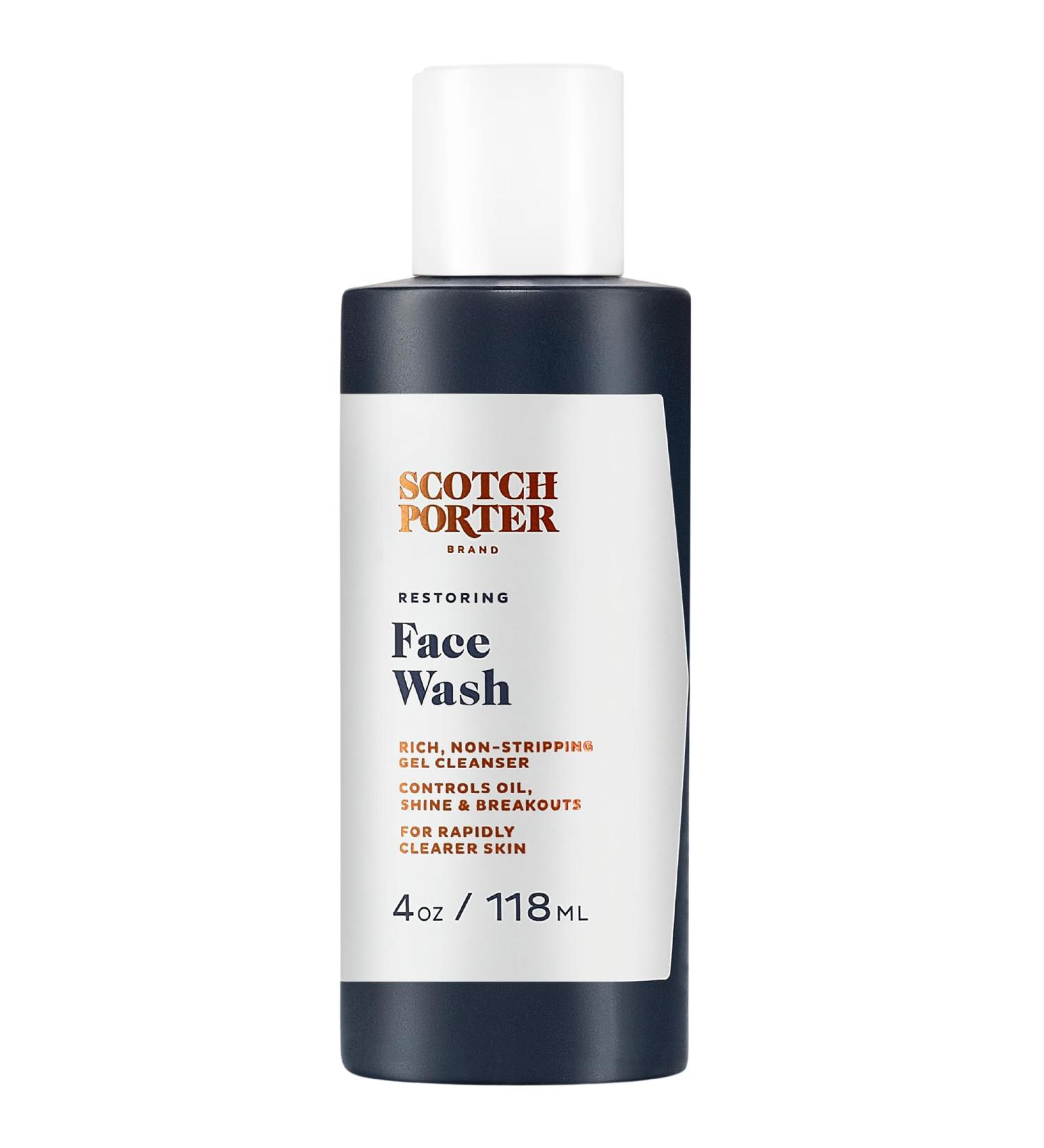 Scotch Porter Restoring Face Wash | Vegan Non-Toxic Gel Cleanser | Paraben Sulfate & Silicone-Free | 4oz | International Shipping Available - Buy Online on GoSupps.com