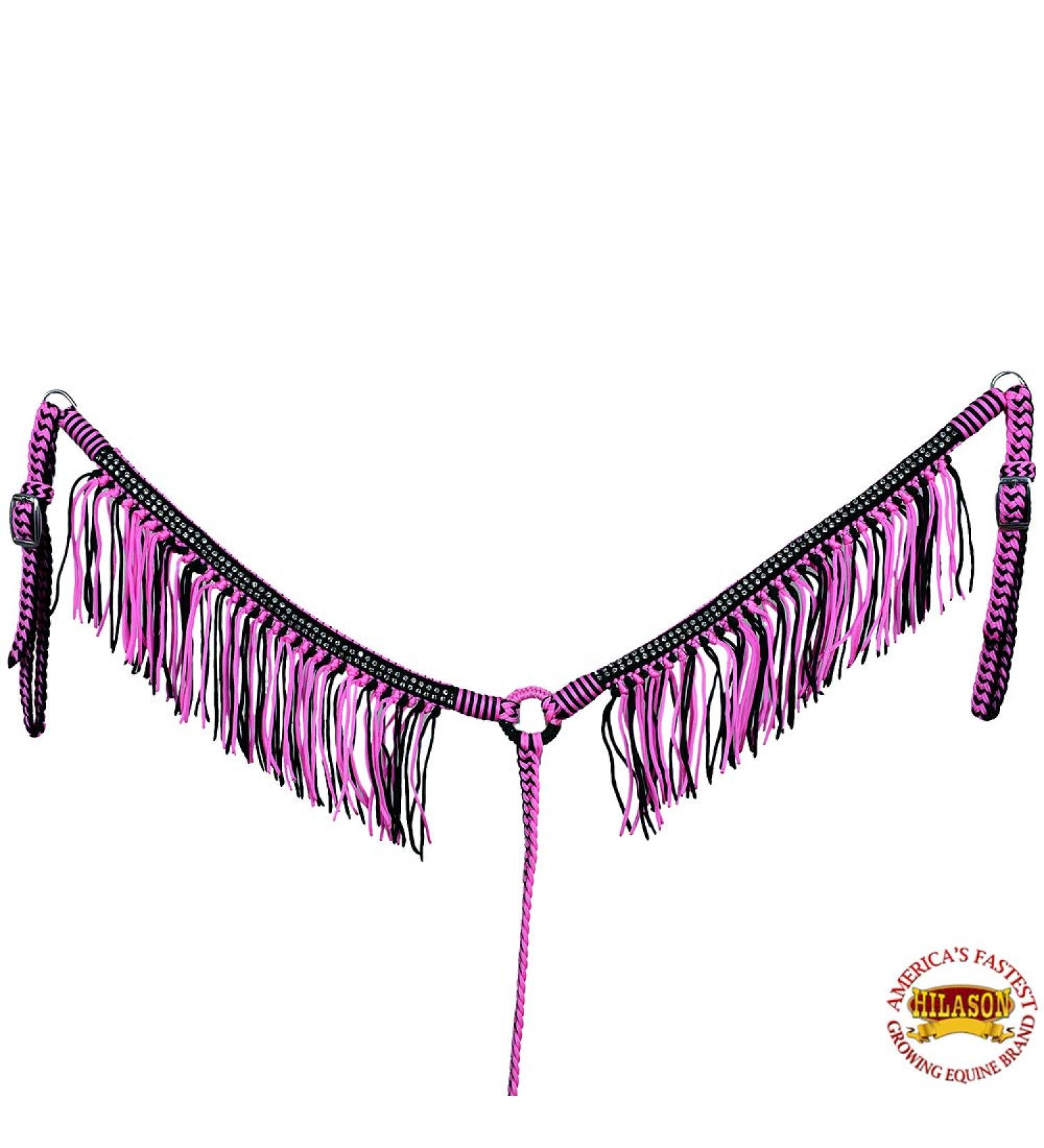 HILASON Pink Black Braided Paracord Crystal Fringes Horse Breast Collar - Buy Online on GoSupps.com